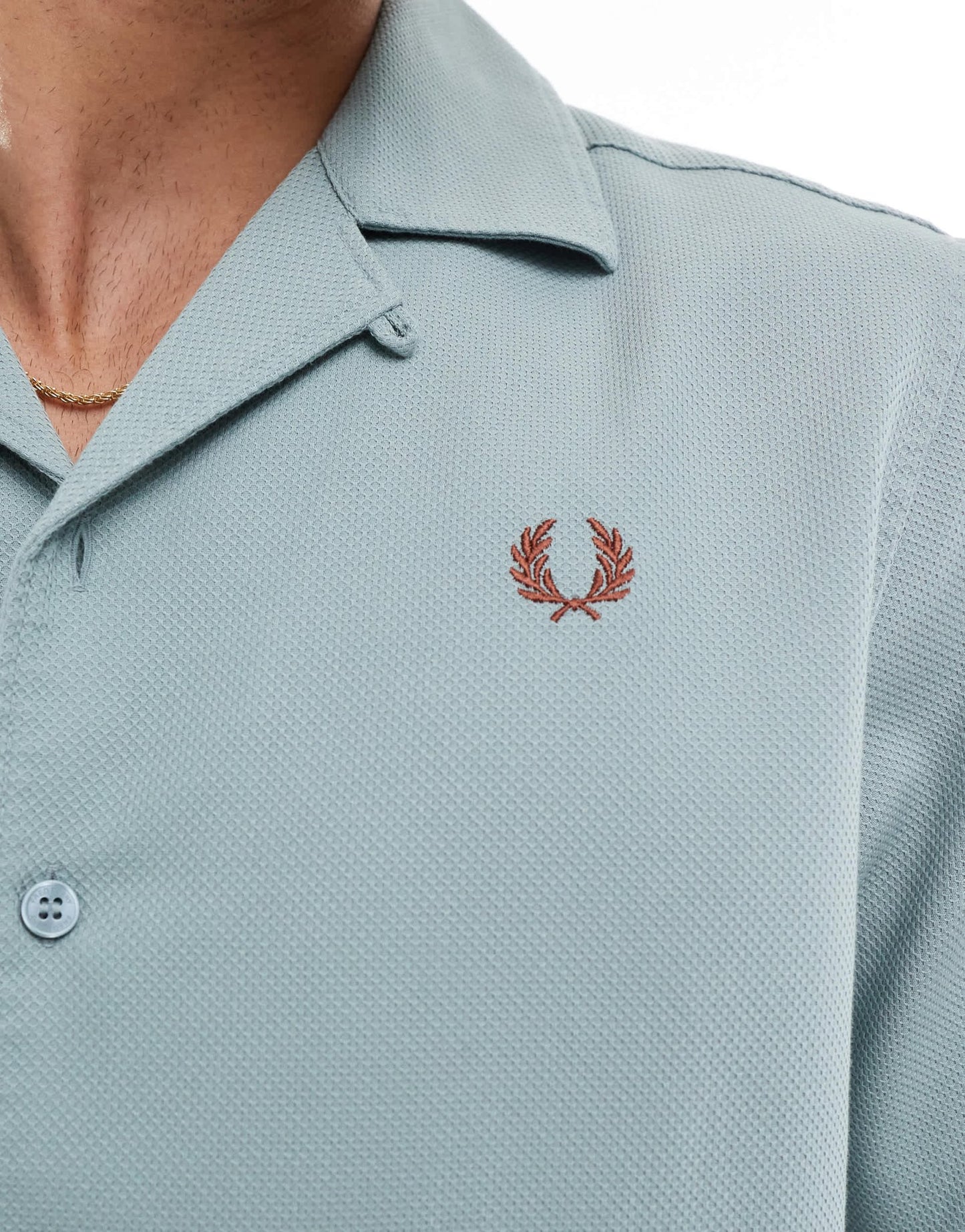 Fred Perry short sleeve revere collared shirt in ice blue - ASOS Sample Sale EU Store