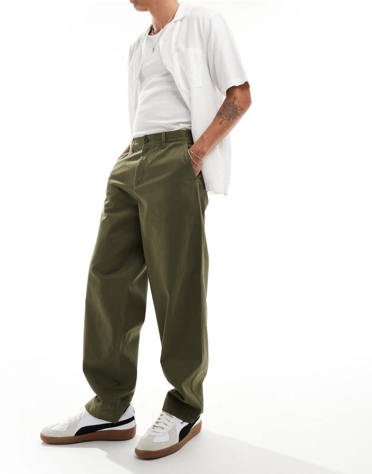 Fred Perry straight leg twill trousers in uniform green - ASOS Sample Sale EU Store