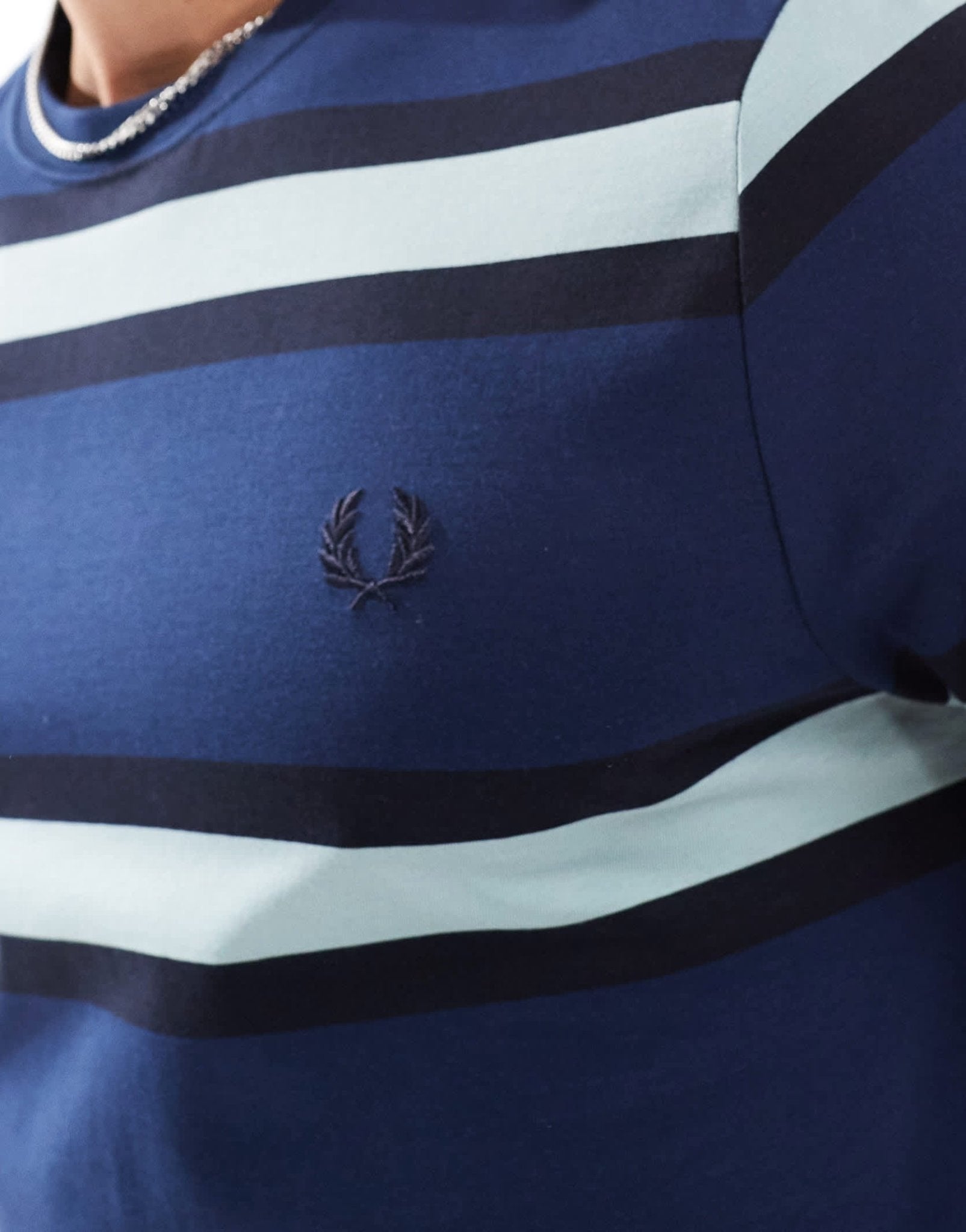 Fred Perry t-shirt in navy with horizontal thick stripes - ASOS Sample Sale EU Store