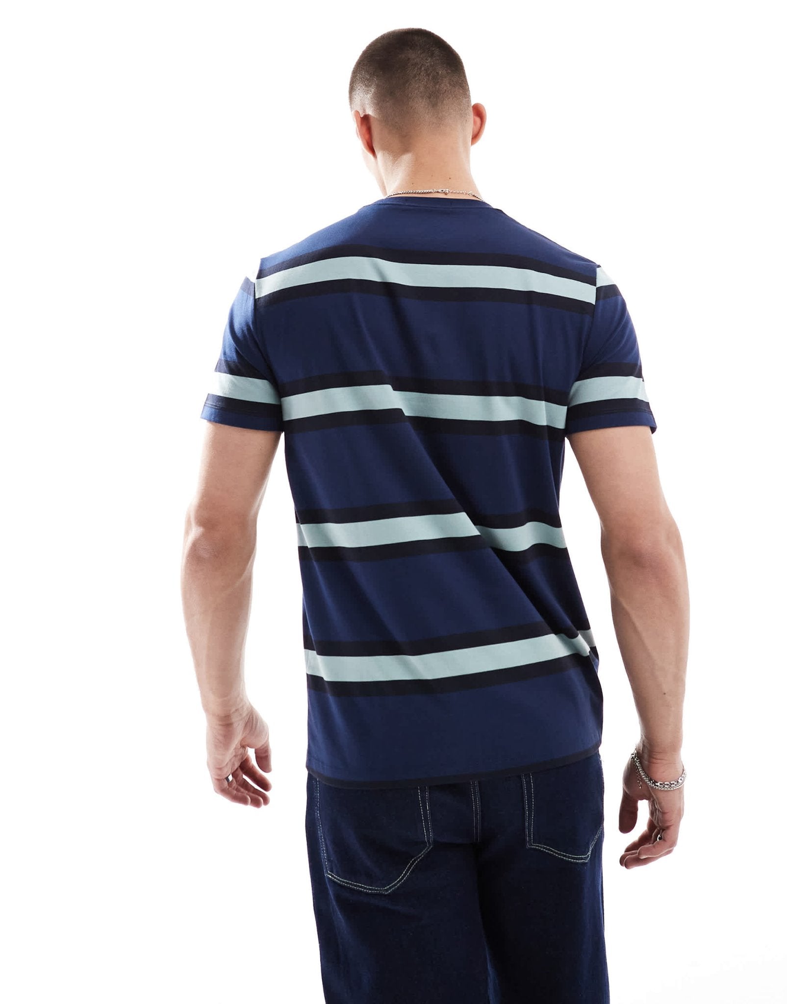 Fred Perry t-shirt in navy with horizontal thick stripes - ASOS Sample Sale EU Store