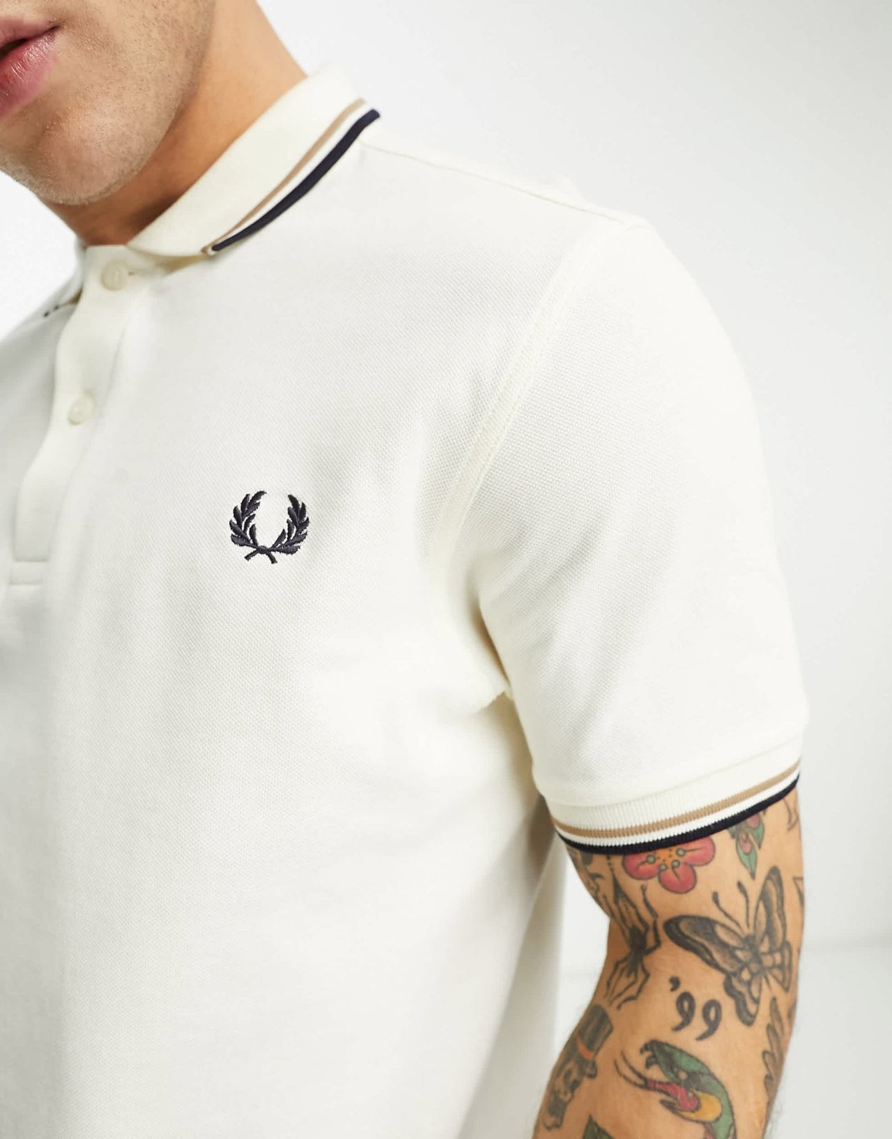 Fred Perry twin tipped polo shirt in cream - ASOS Sample Sale EU Store