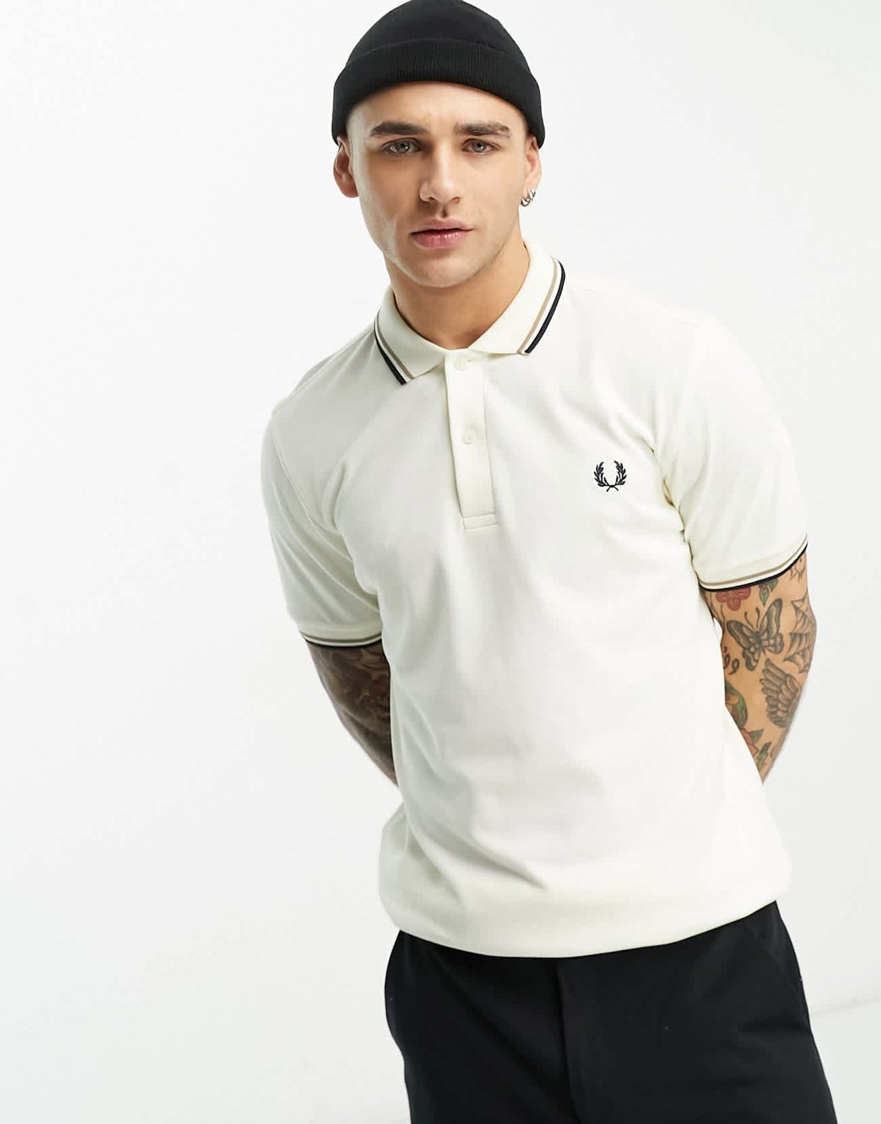 Fred Perry twin tipped polo shirt in cream - ASOS Sample Sale EU Store