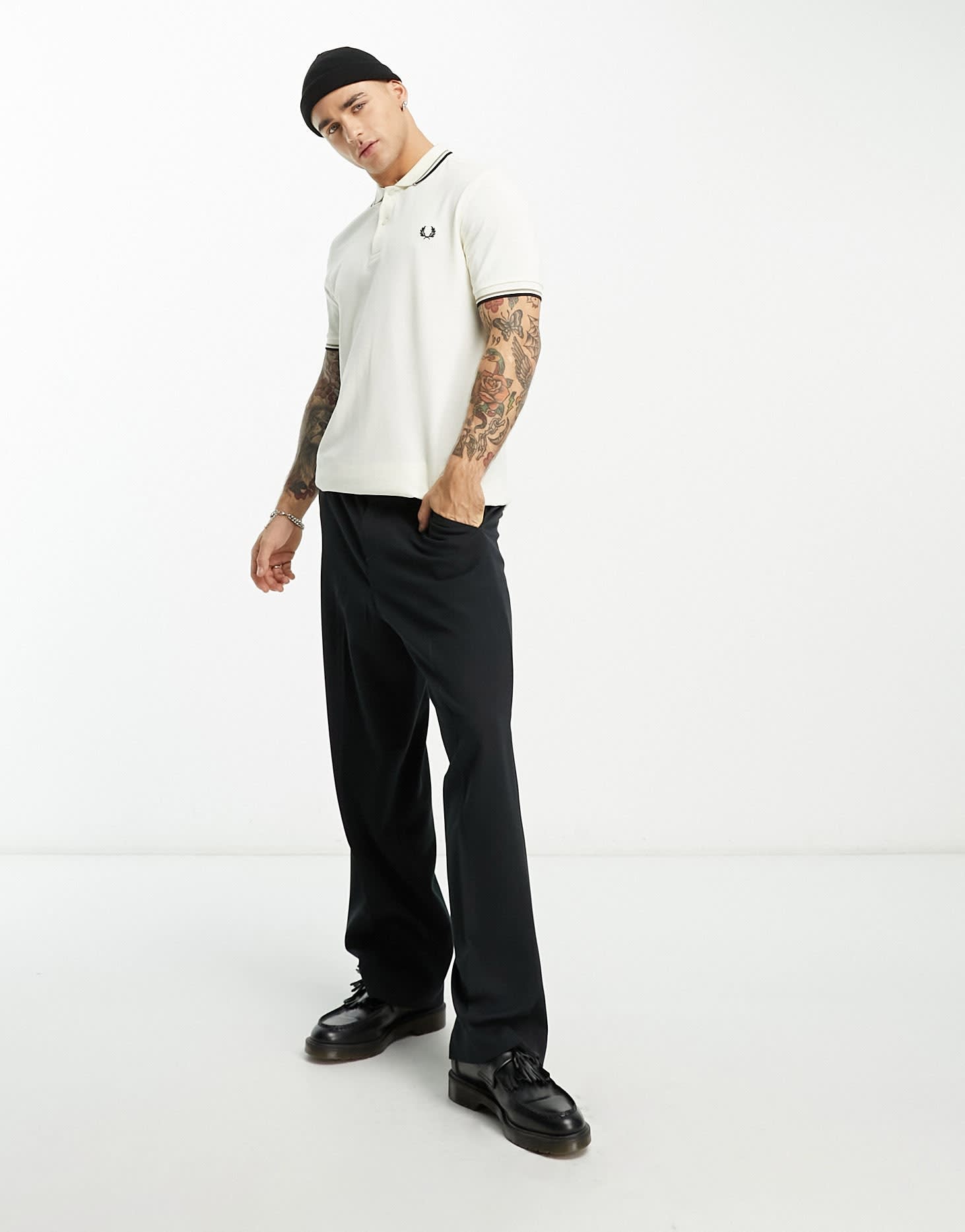 Fred Perry twin tipped polo shirt in cream - ASOS Sample Sale EU Store