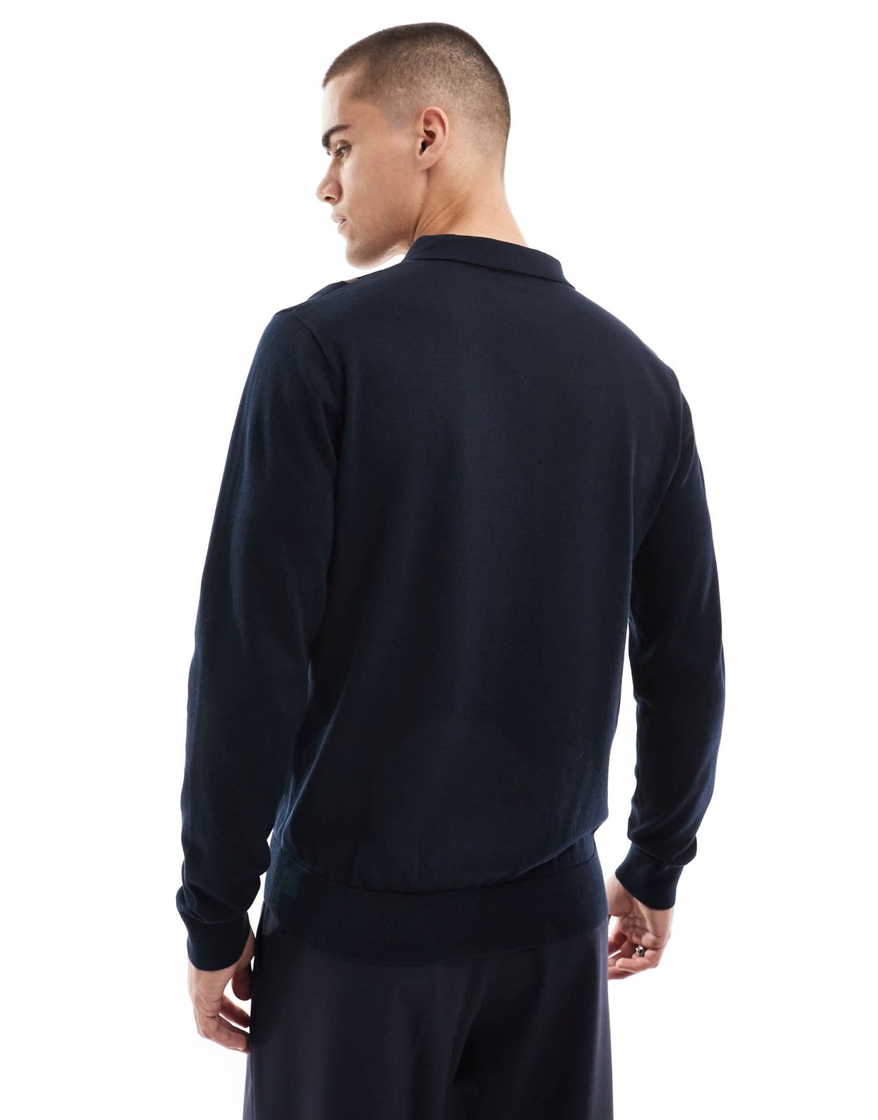 Fred Perry vertical stripe knitted long sleeve polo in navy - ASOS Sample Sale EU Store