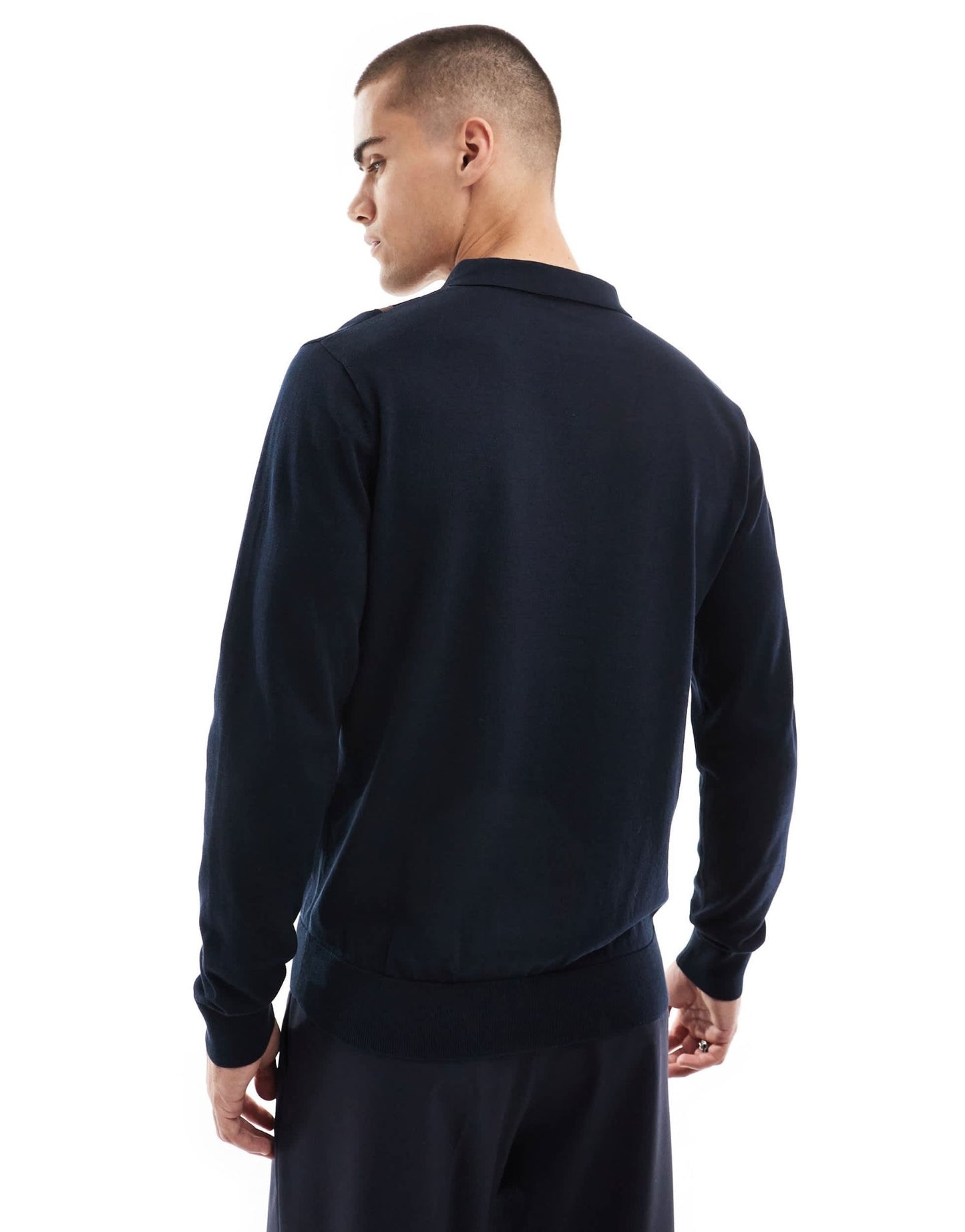 Fred Perry vertical stripe knitted long sleeve polo in navy - ASOS Sample Sale EU Store