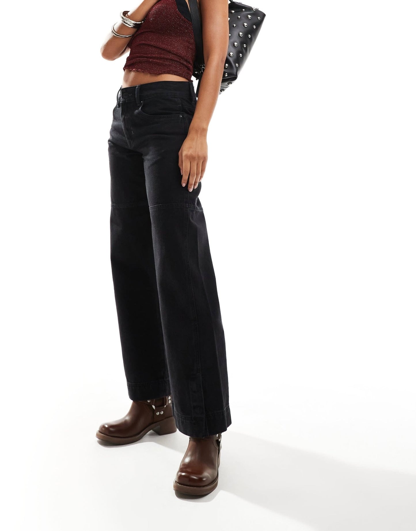 Free People benji relaxed wide leg jeans in black - ASOS Sample Sale EU Store