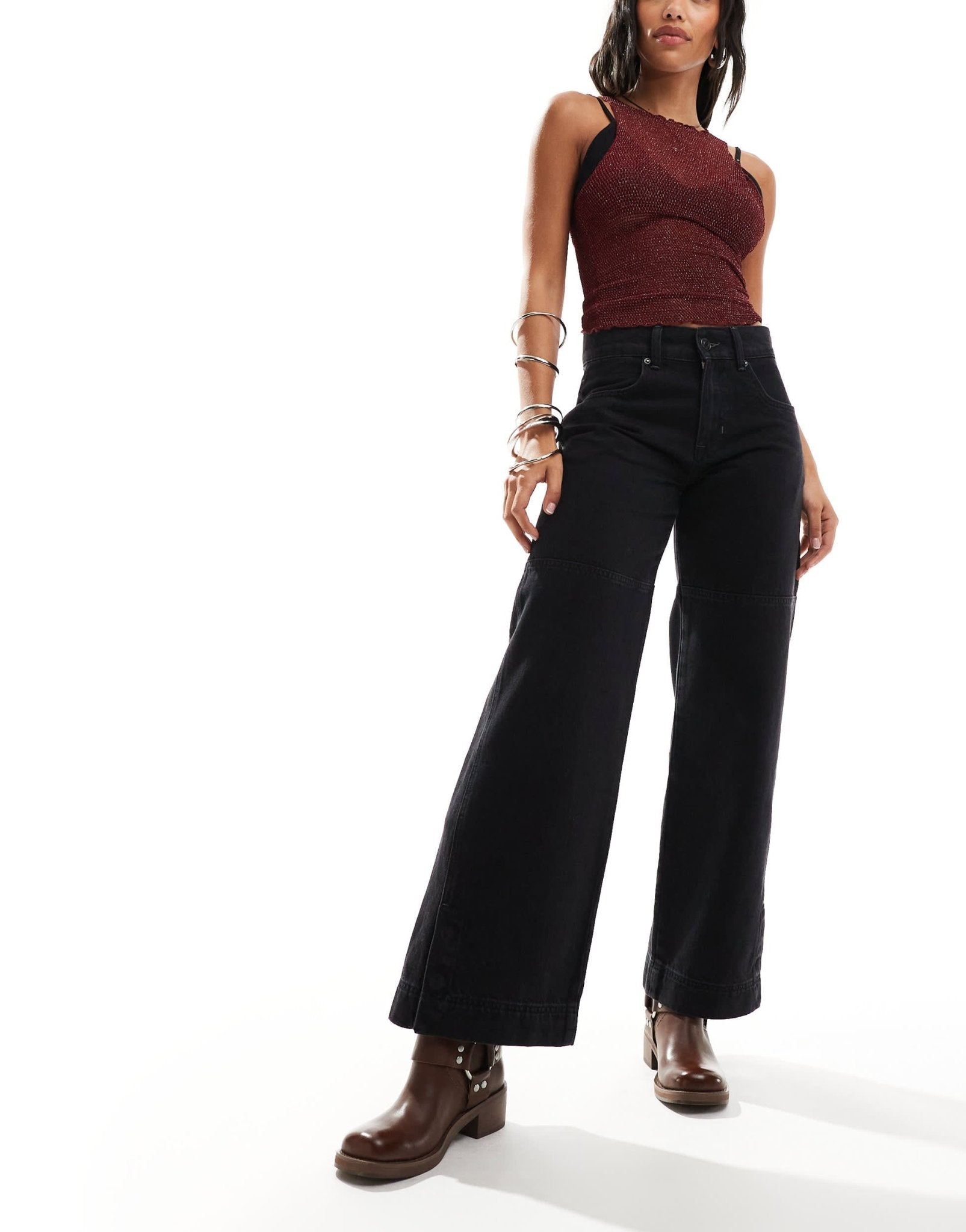 Free People benji relaxed wide leg jeans in black - ASOS Sample Sale EU Store