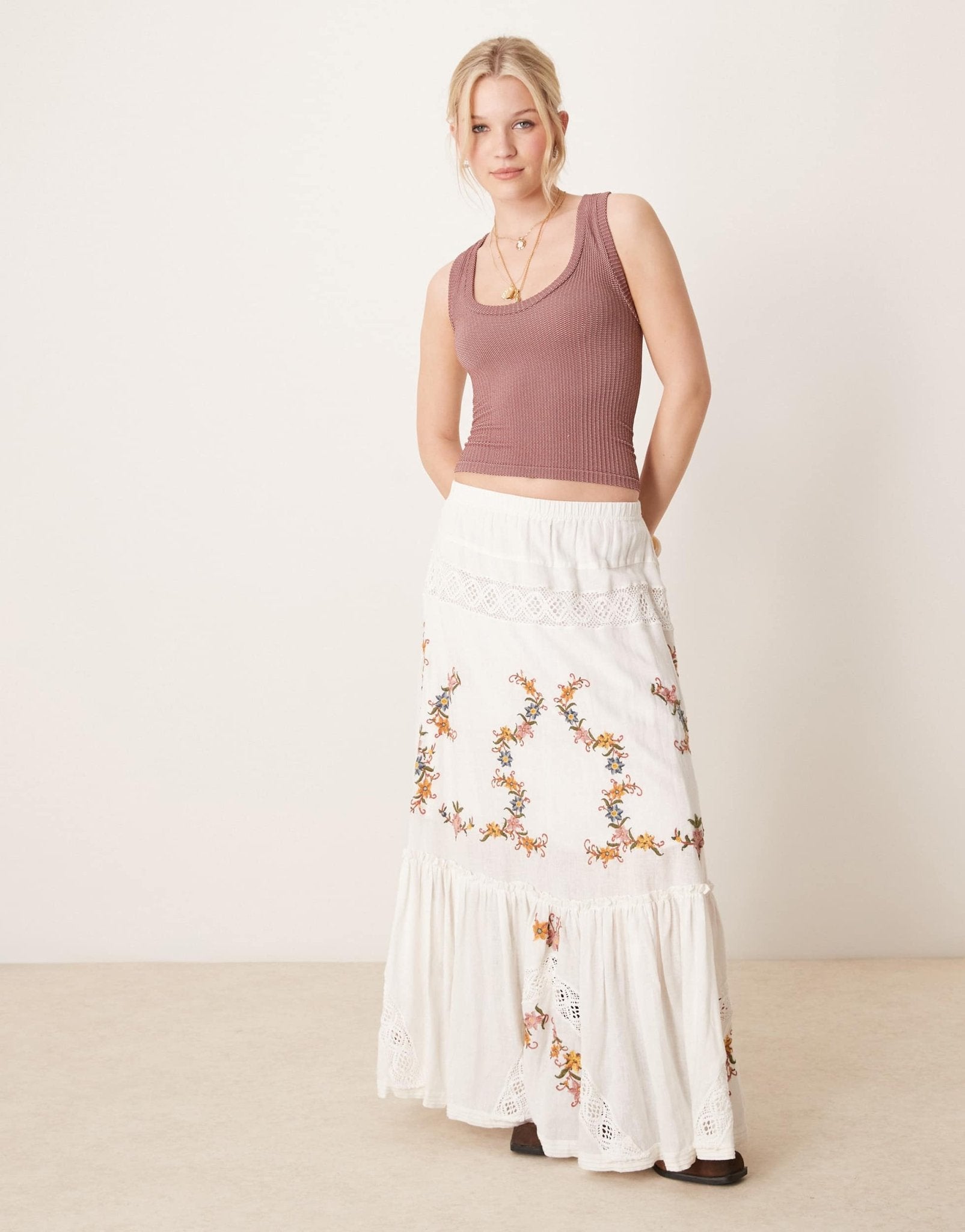Free People clean slate ribbed tank top in brown - ASOS Sample Sale EU Store