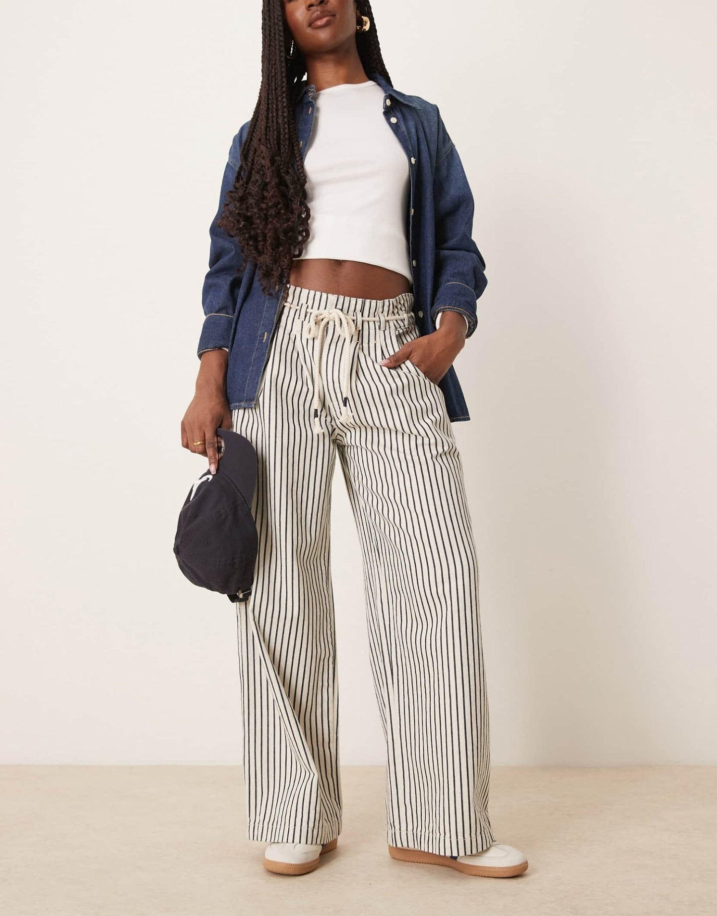 Free People dakota striped cinched waist pull - on jeans in multi - ASOS Sample Sale EU Store