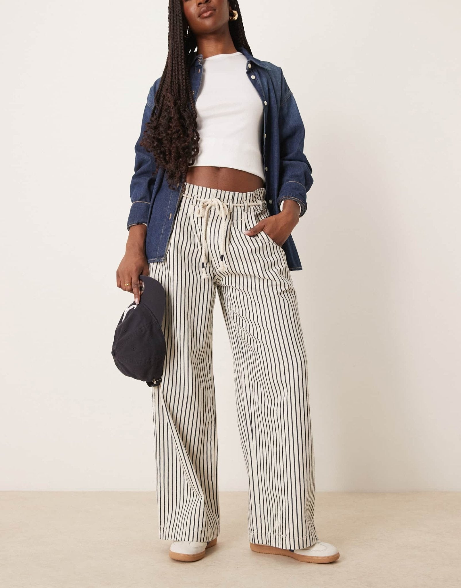 Free People dakota striped cinched waist pull - on jeans in multi - ASOS Sample Sale EU Store