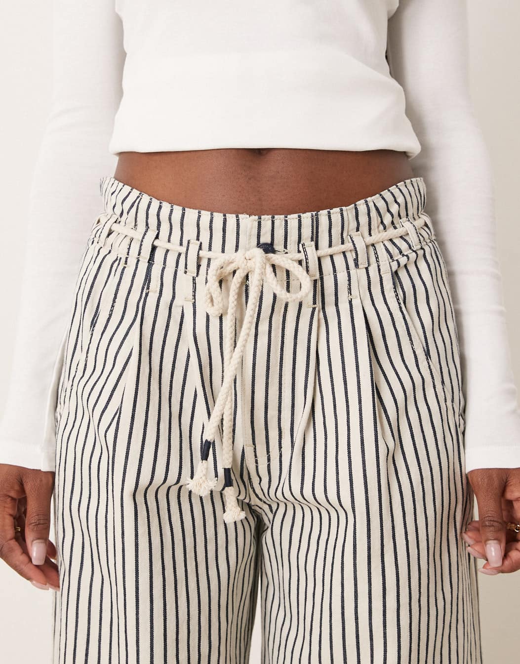 Free People dakota striped cinched waist pull - on jeans in multi - ASOS Sample Sale EU Store
