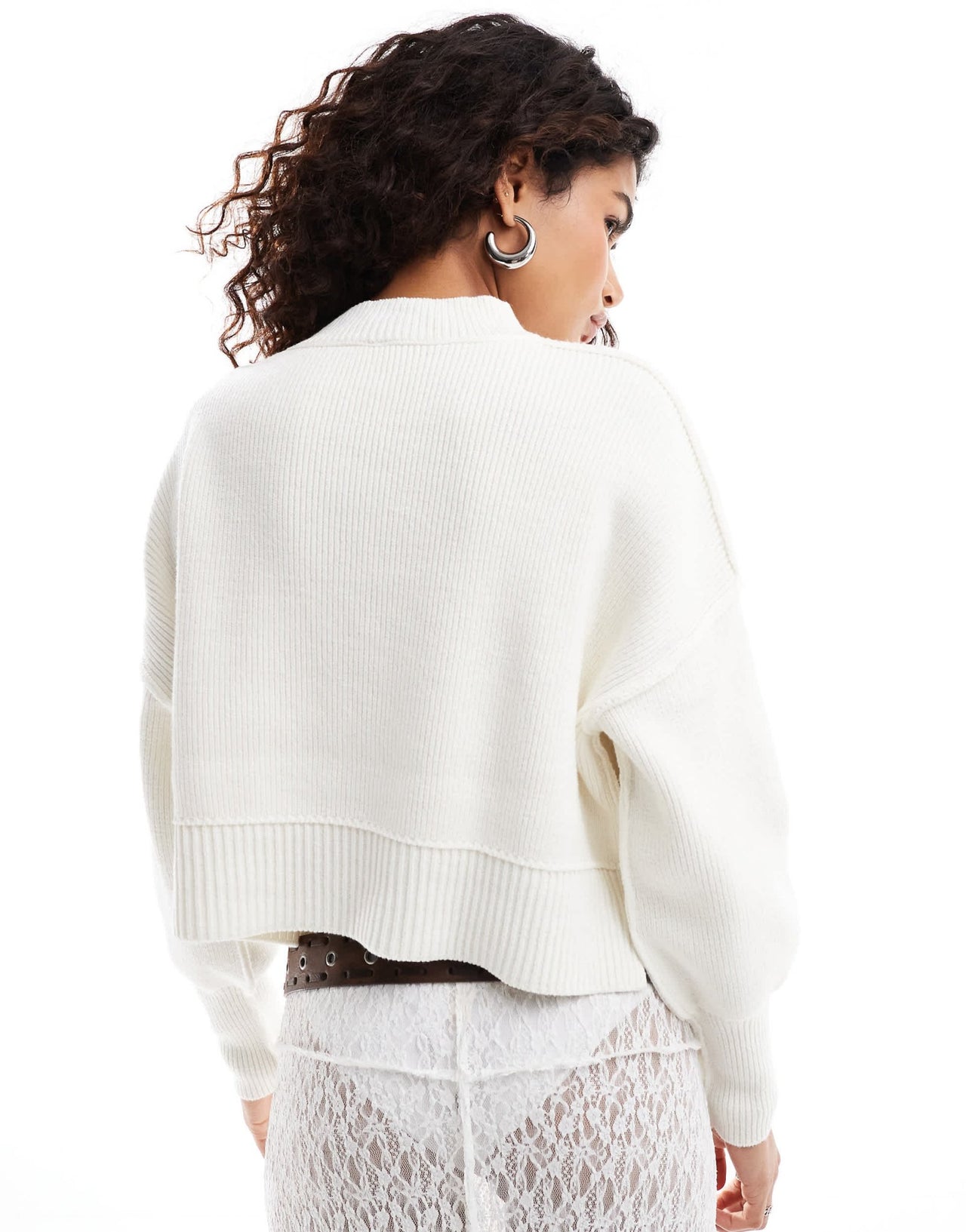 Free People easy street cropped pullover in ivory - ASOS Sample Sale EU Store