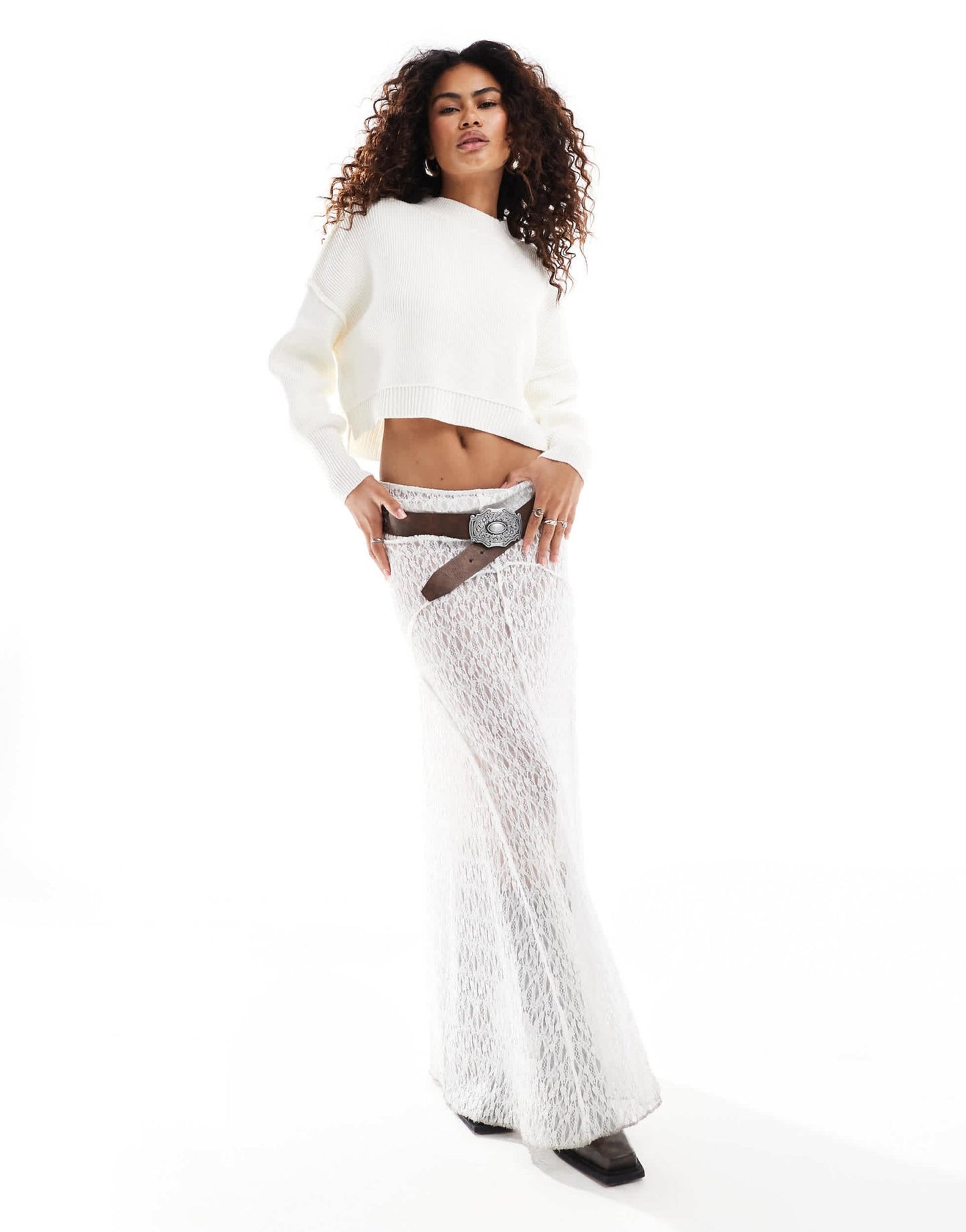 Free People easy street cropped pullover in ivory - ASOS Sample Sale EU Store