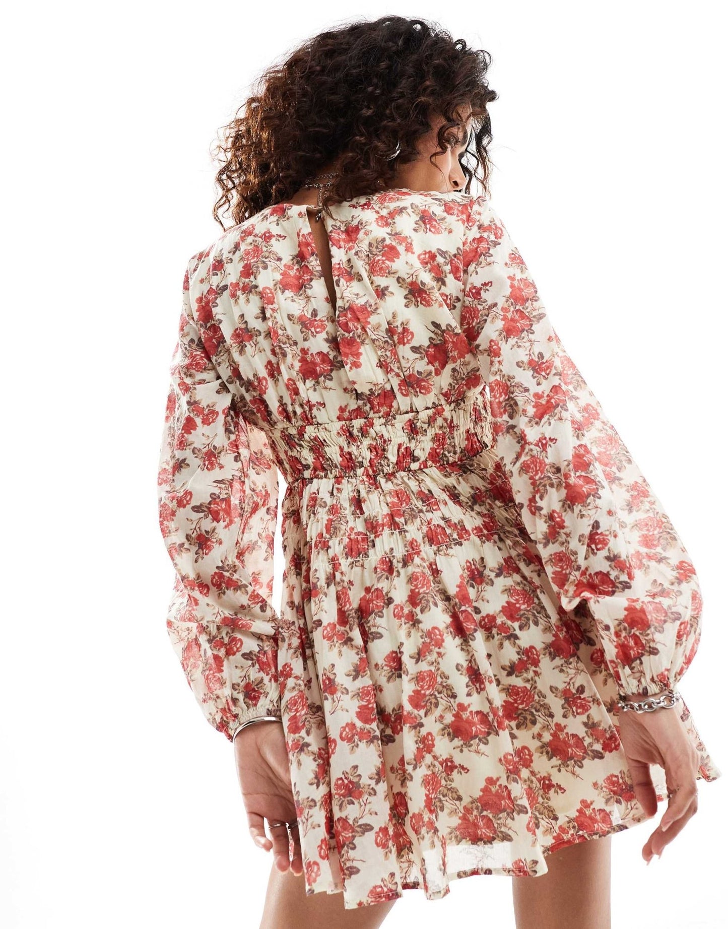 Free People floral bloom v - neck boho mini dress in bright pink - ASOS Sample Sale EU Store