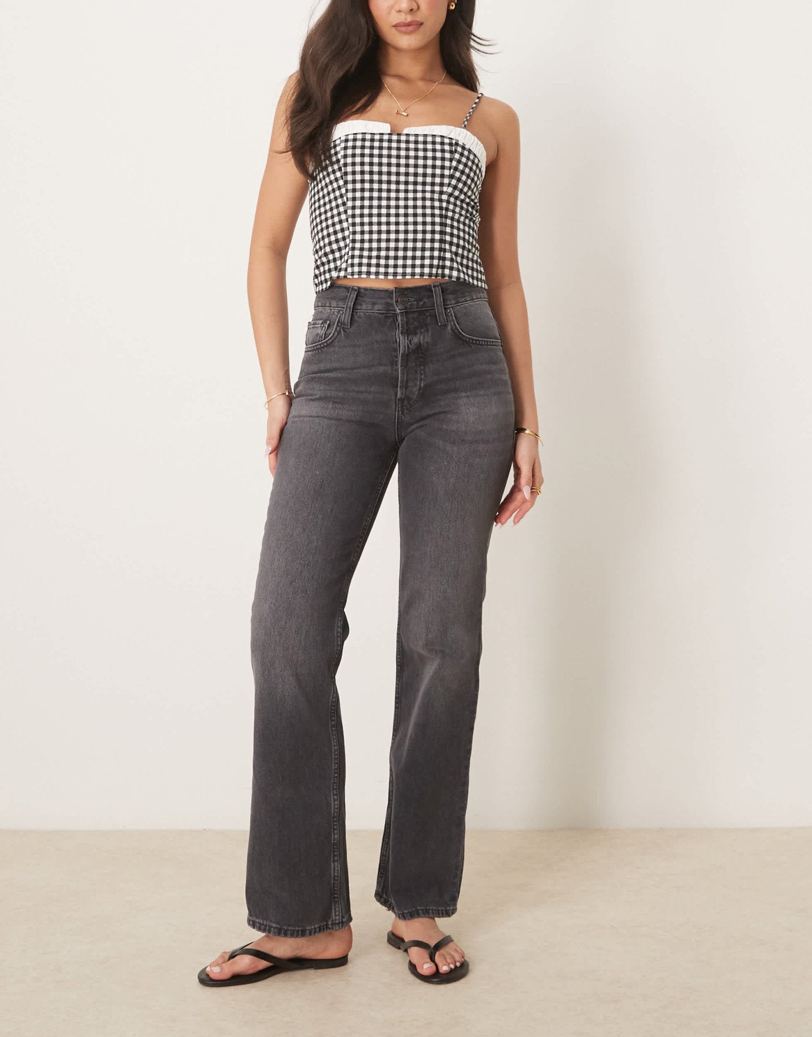 Free People holly bootcut knee jeans in washed black - ASOS Sample Sale EU Store