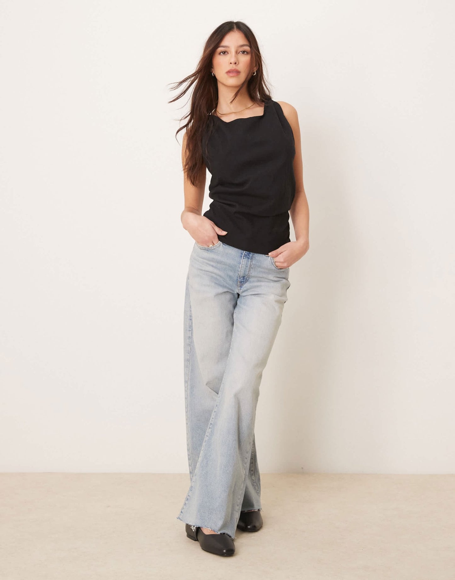 Free People kaylor linen backless shift top in black - ASOS Sample Sale EU Store