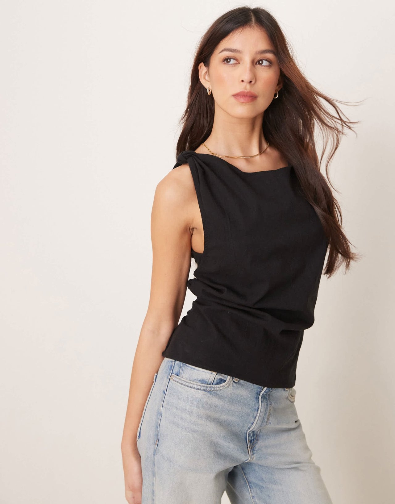 Free People kaylor linen backless shift top in black - ASOS Sample Sale EU Store
