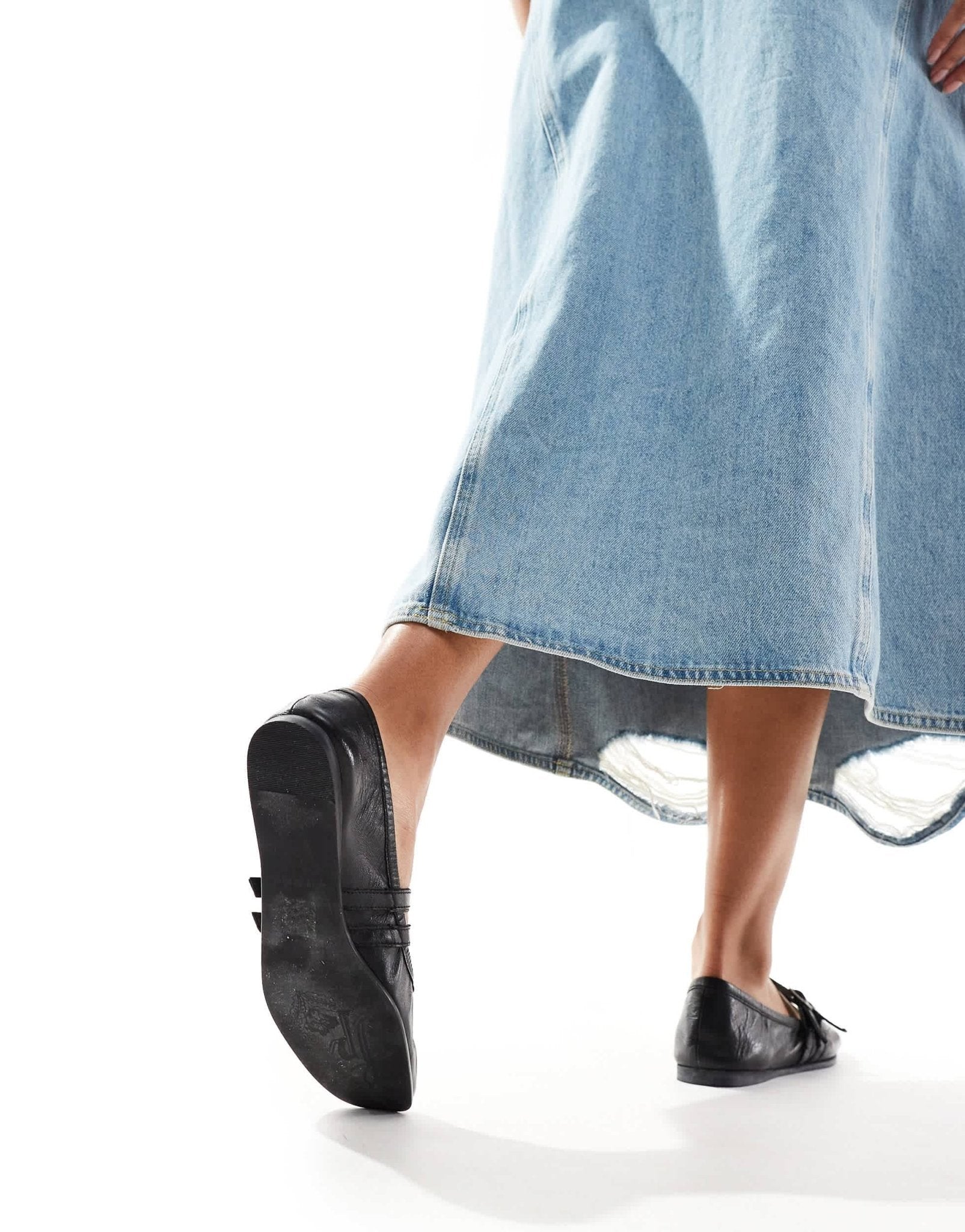 Free People leather strap detail ballet pumps in black - ASOS Sample Sale EU Store