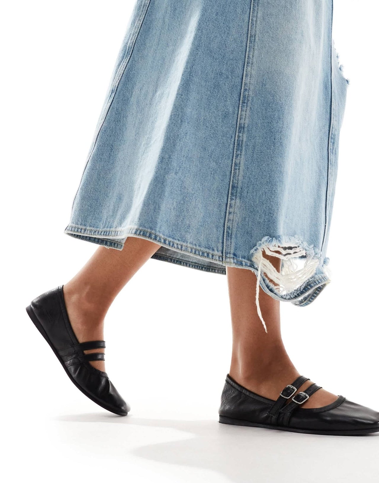 Free People leather strap detail ballet pumps in black - ASOS Sample Sale EU Store