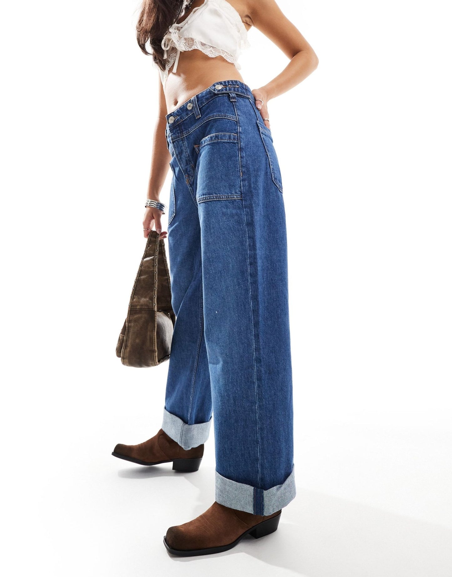 Free People mid - rise baggy jeans with front pocket in blue - ASOS Sample Sale EU Store