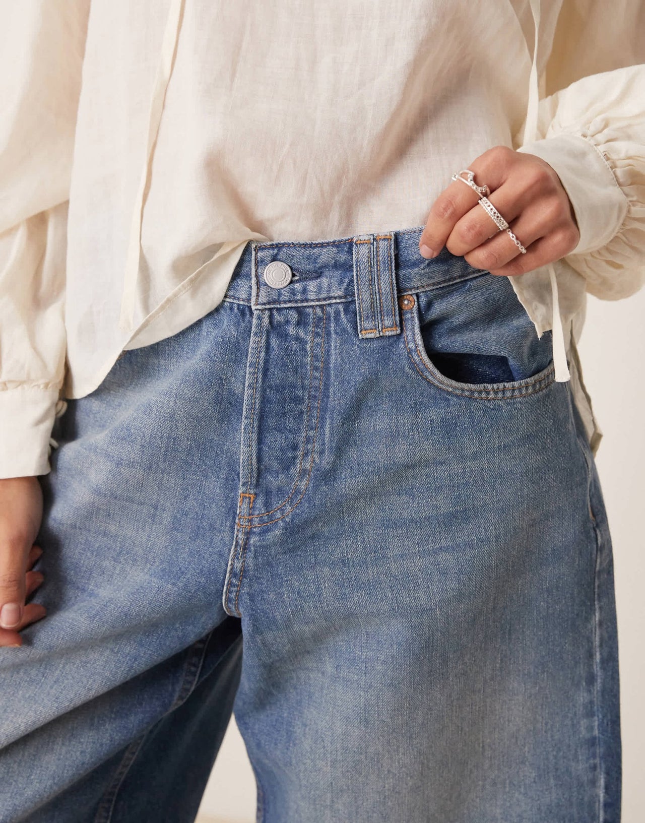 Free People montana distressed denim jorts in cowgirl blue - ASOS Sample Sale EU Store
