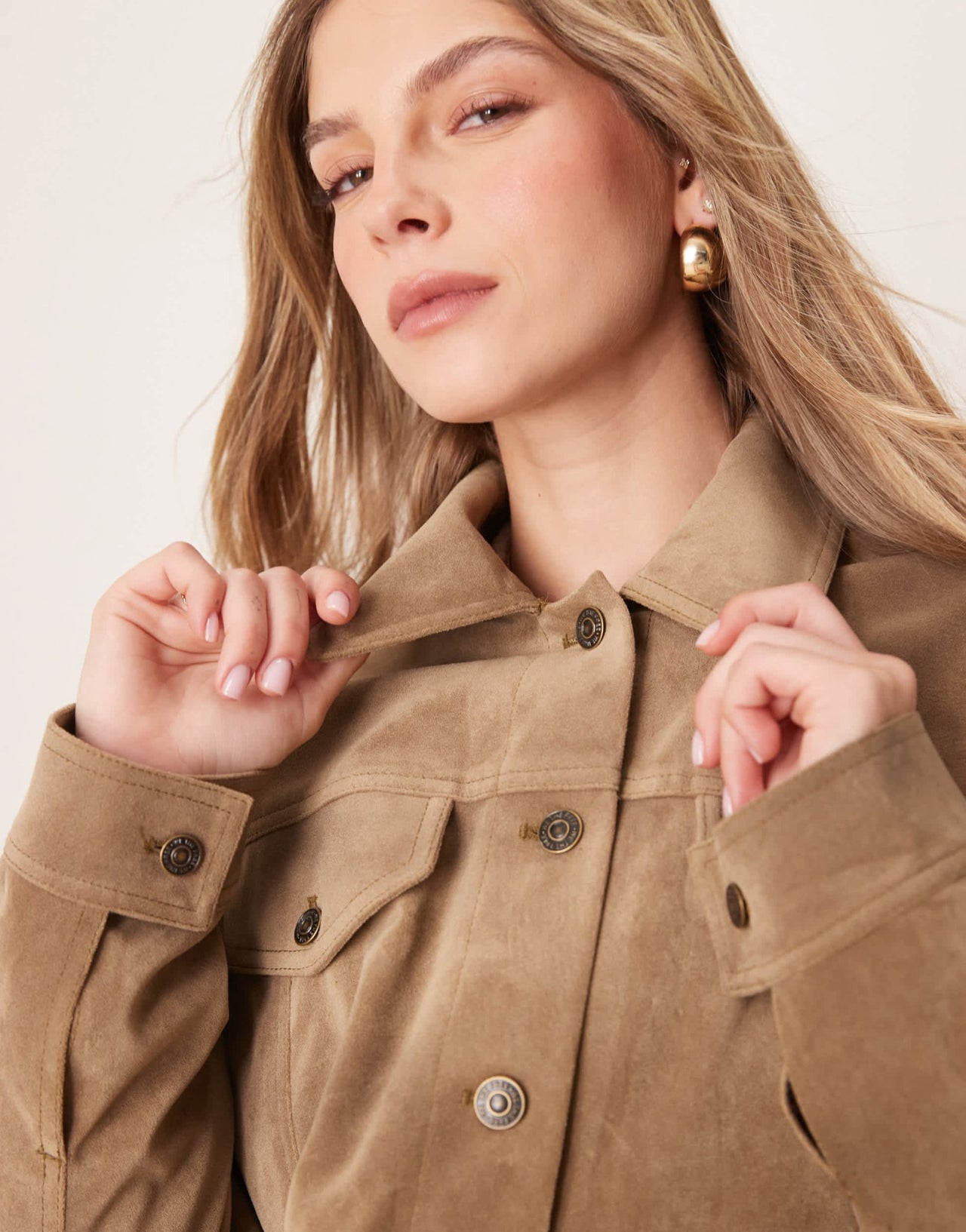 Free People night ranch faux suede jacket in antique bronze - ASOS Sample Sale EU Store