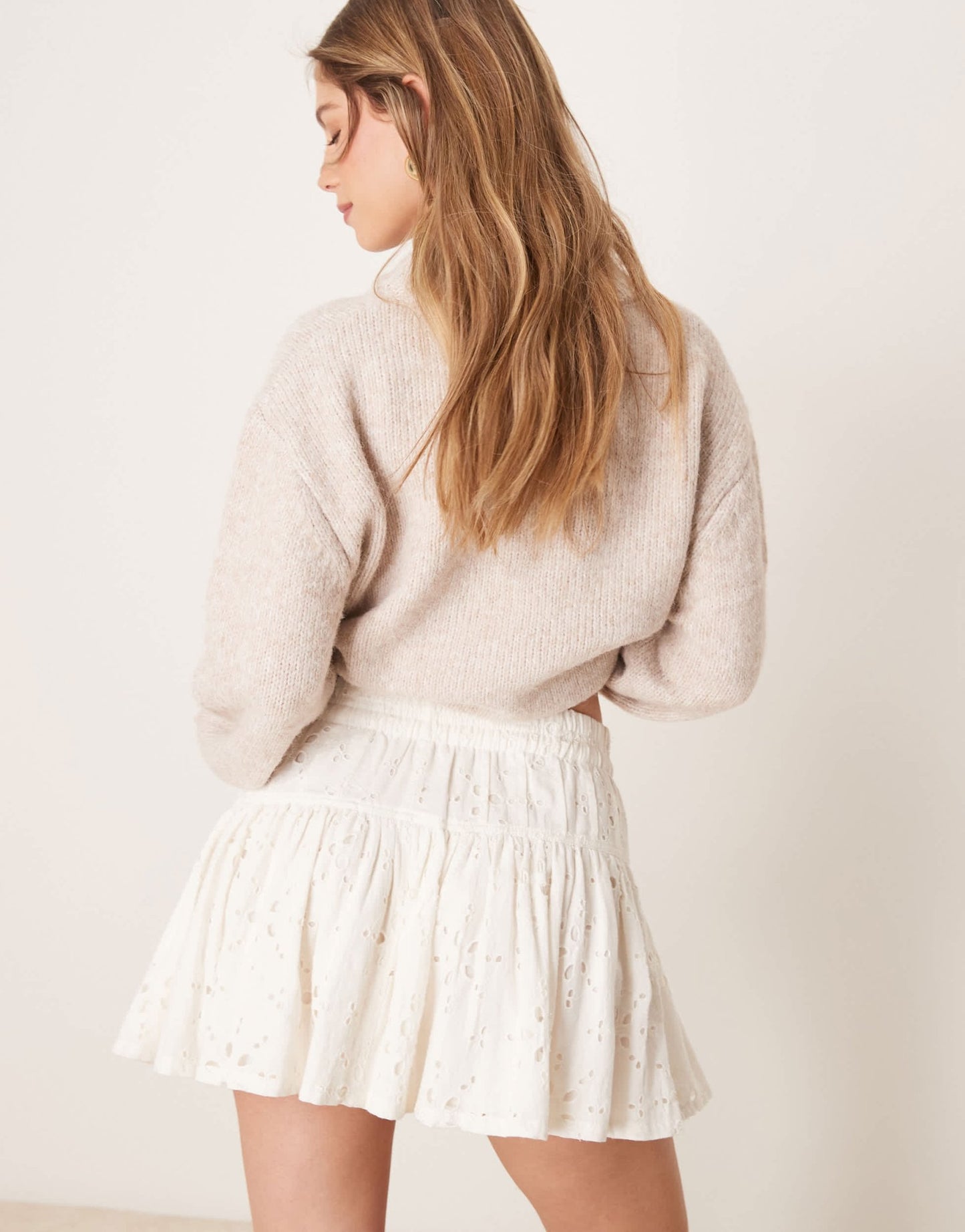 Free People roselle ruffled broderie mini skirt in ivory - ASOS Sample Sale EU Store