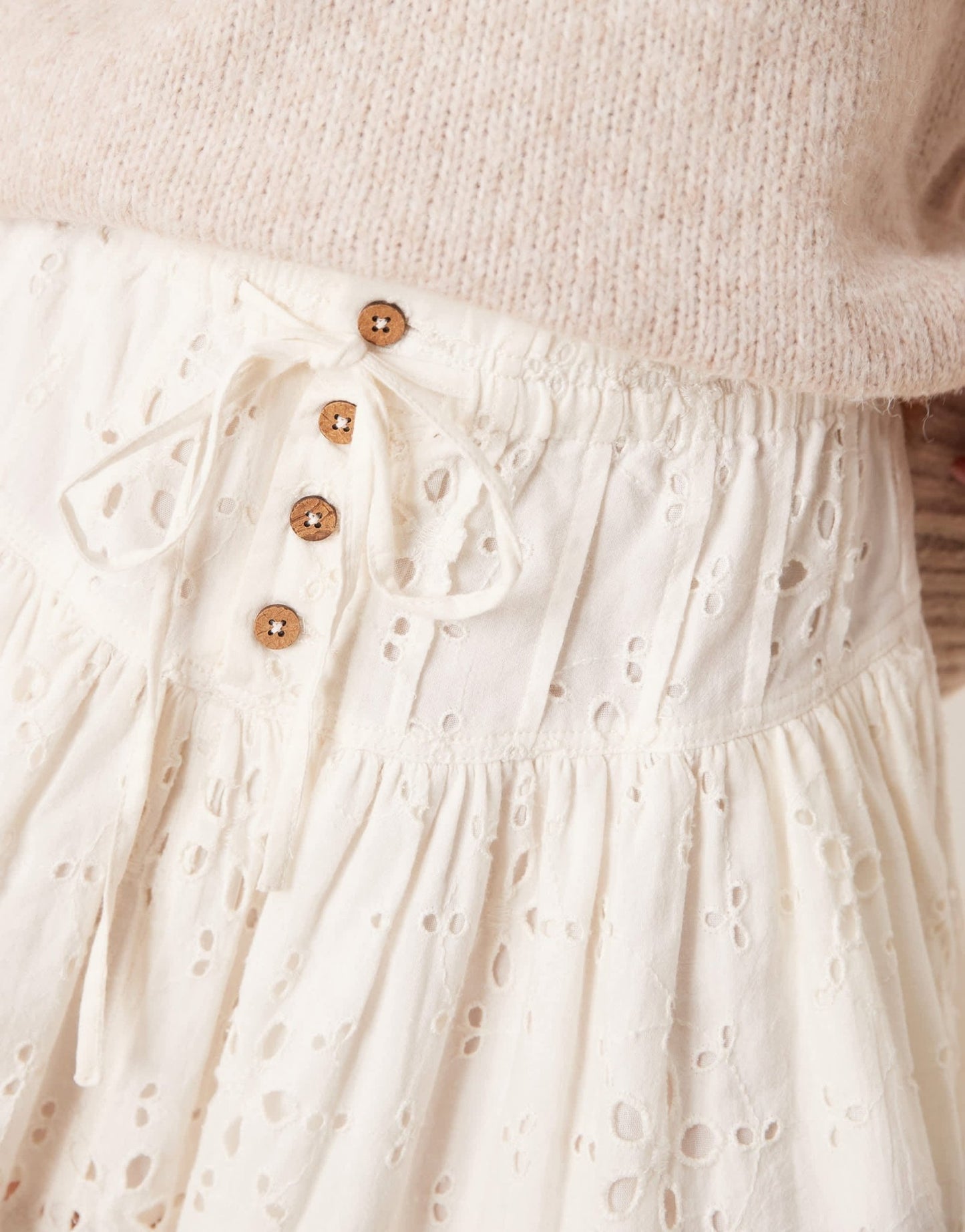 Free People roselle ruffled broderie mini skirt in ivory - ASOS Sample Sale EU Store