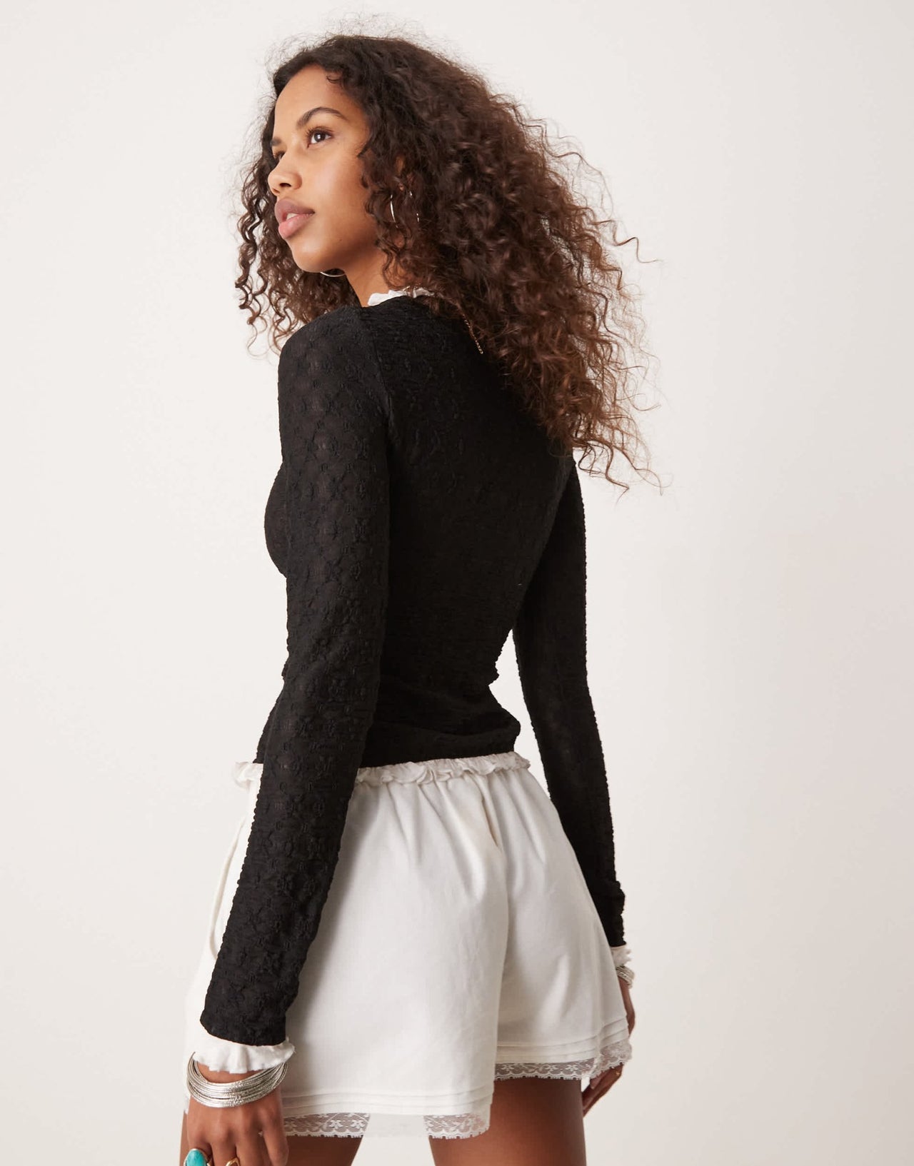 Free People ruffle edge cardigan in black - ASOS Sample Sale EU Store