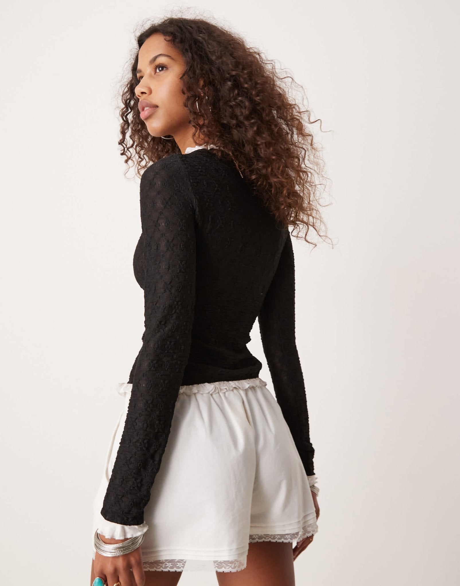 Free People ruffle edge cardigan in black - ASOS Sample Sale EU Store