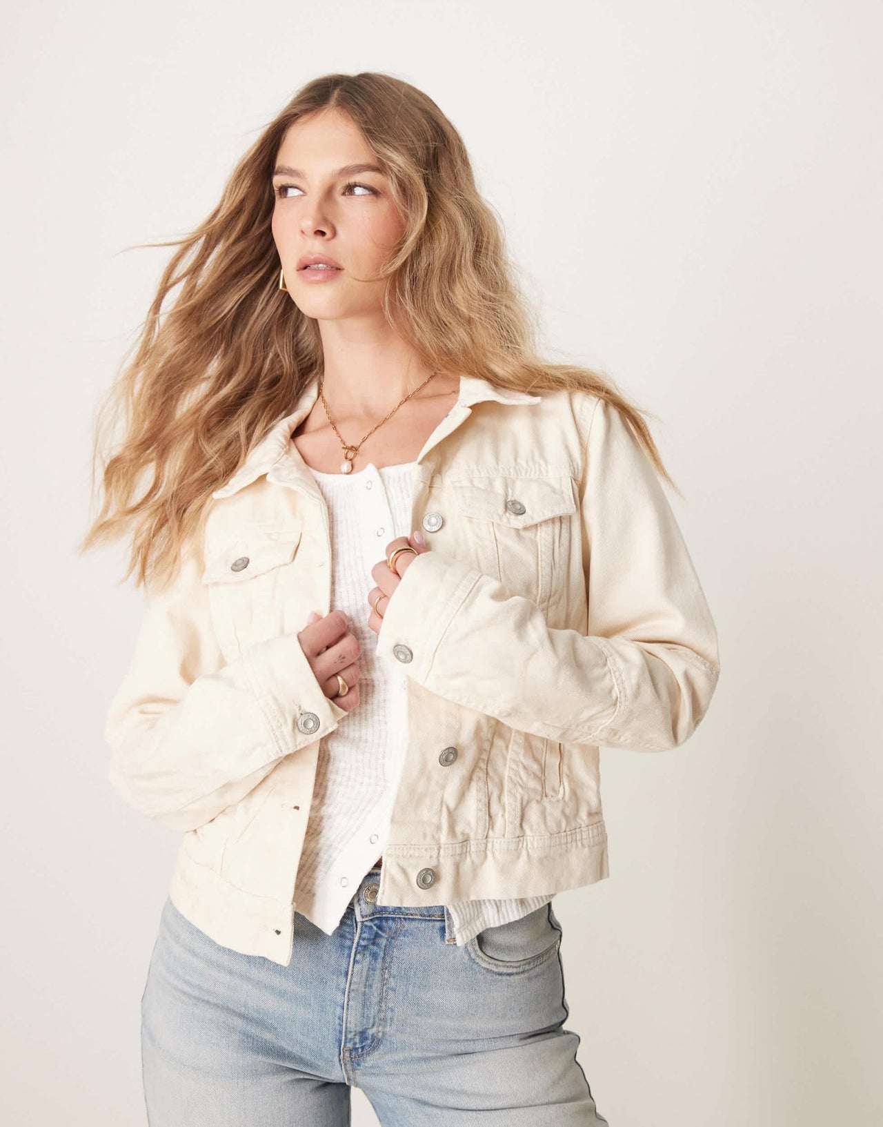 Free People rumors denim jacket in ecru - ASOS Sample Sale EU Store