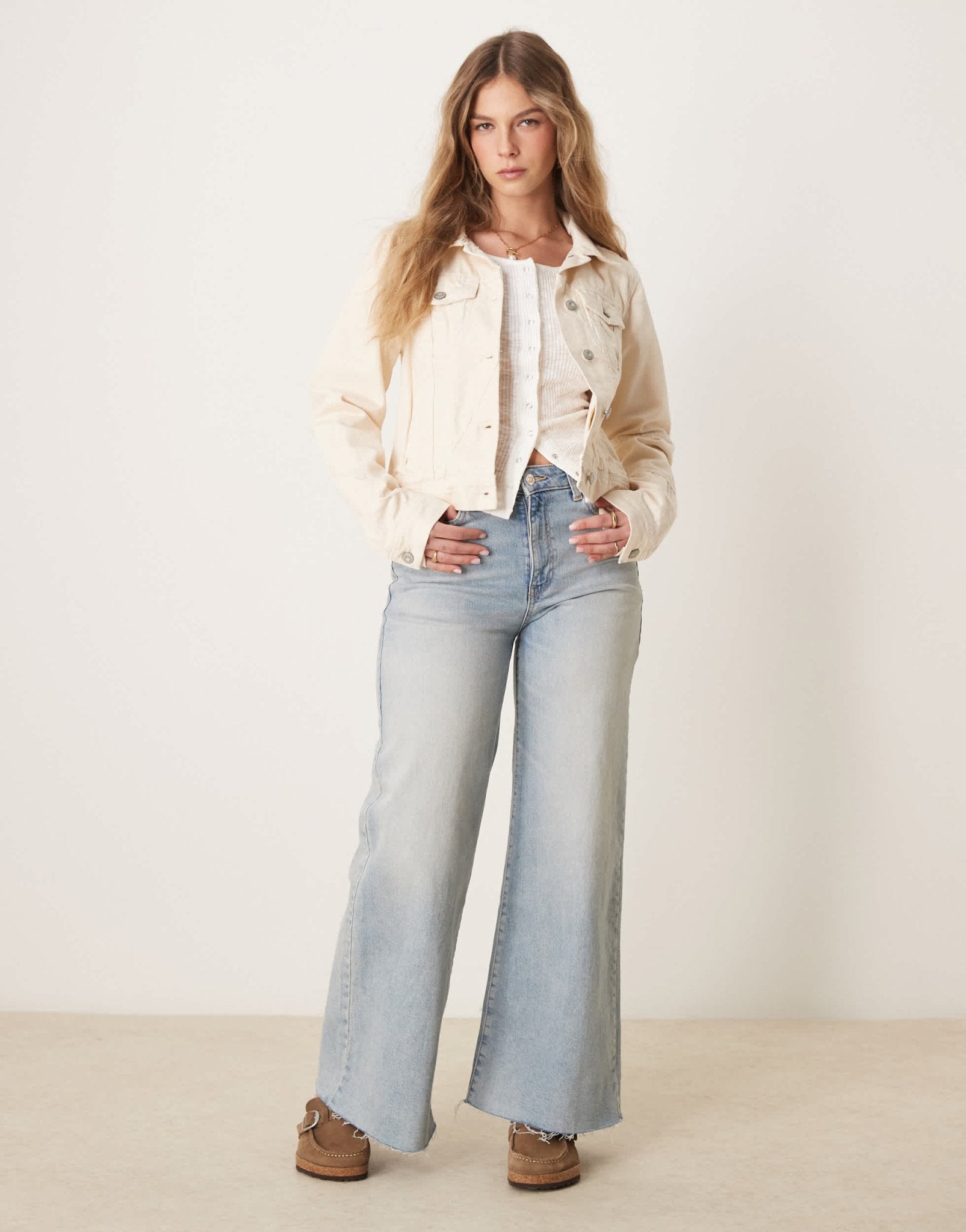 Free People rumors denim jacket in ecru - ASOS Sample Sale EU Store