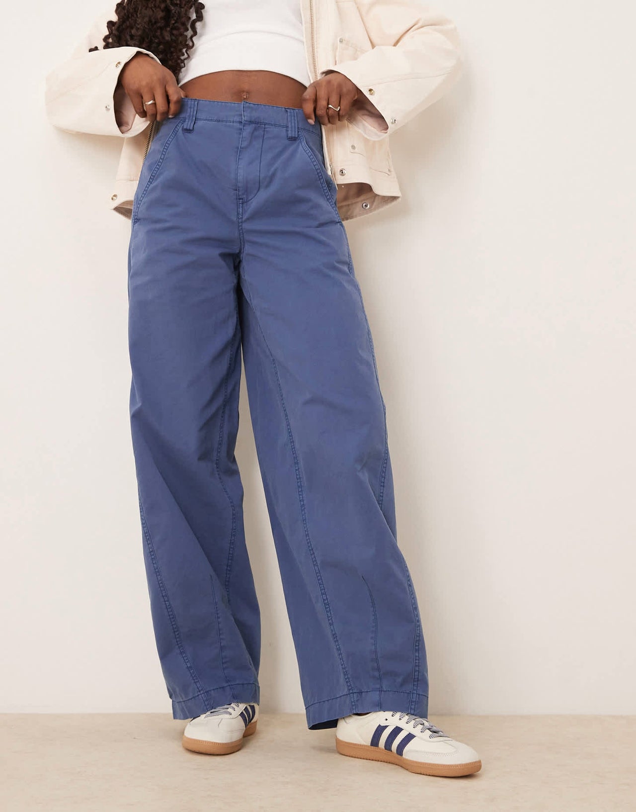 Free People rylee relaxed chino trousers in denim blue - ASOS Sample Sale EU Store