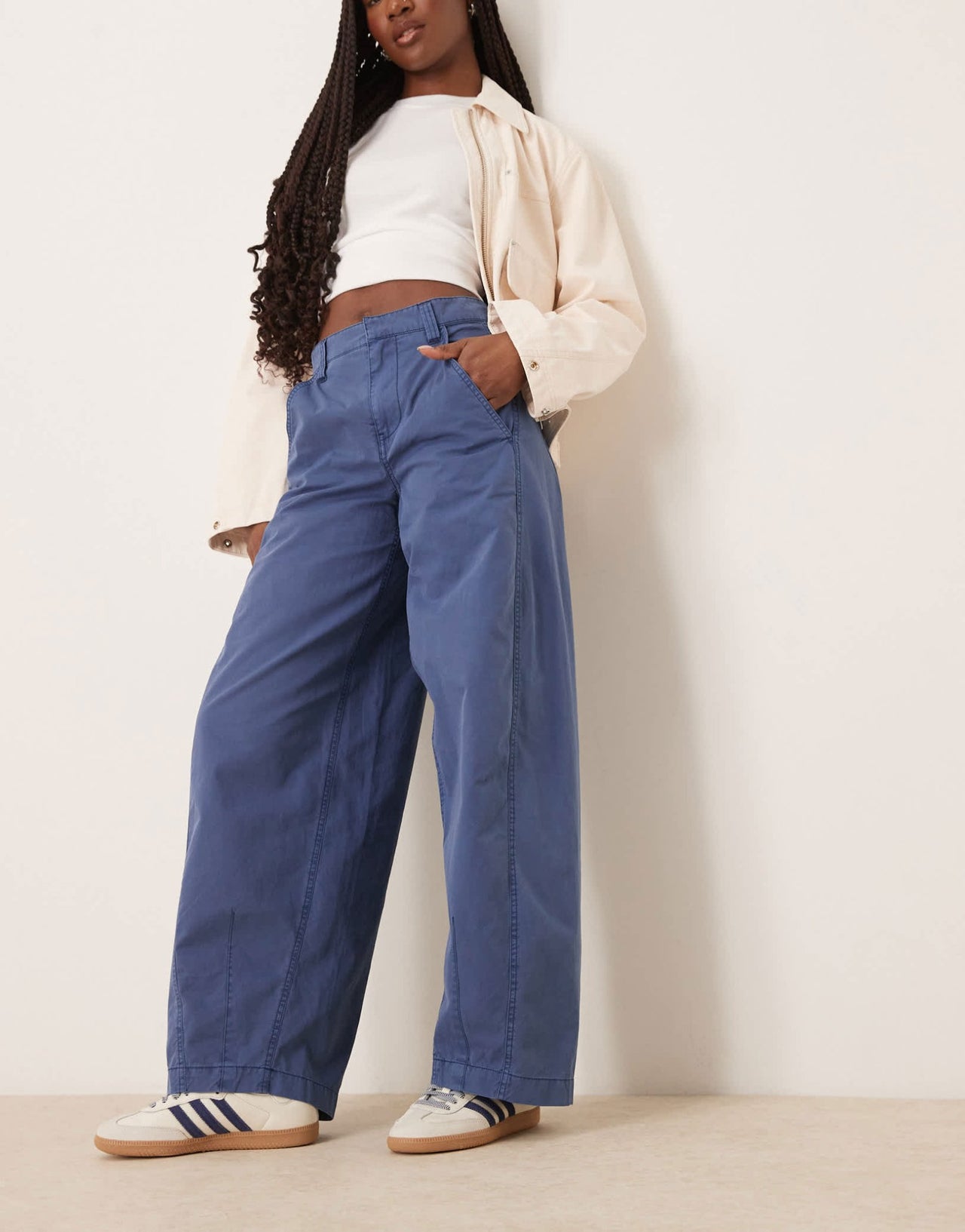 Free People rylee relaxed chino trousers in denim blue - ASOS Sample Sale EU Store