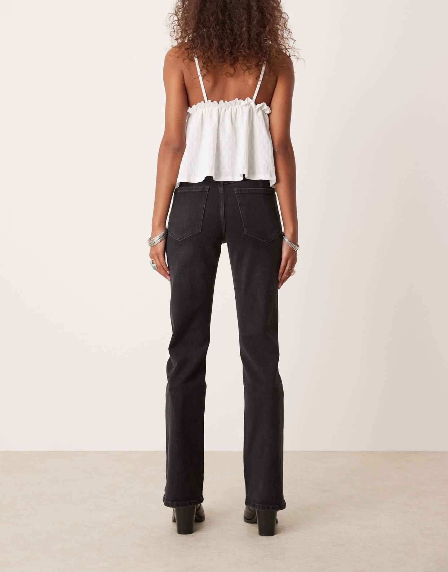 Free People sabine relaxed straight leg belted jeans in washed black - ASOS Sample Sale EU Store