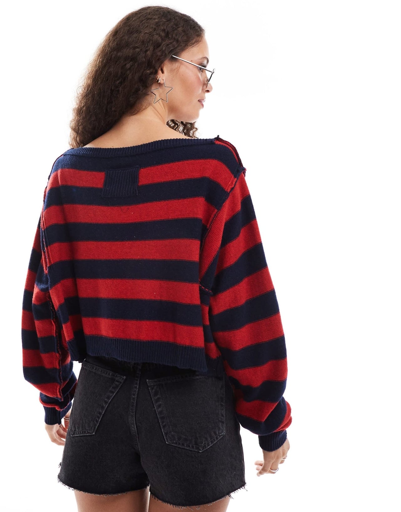 Free People slash neck striped jumper in multi - ASOS Sample Sale EU Store