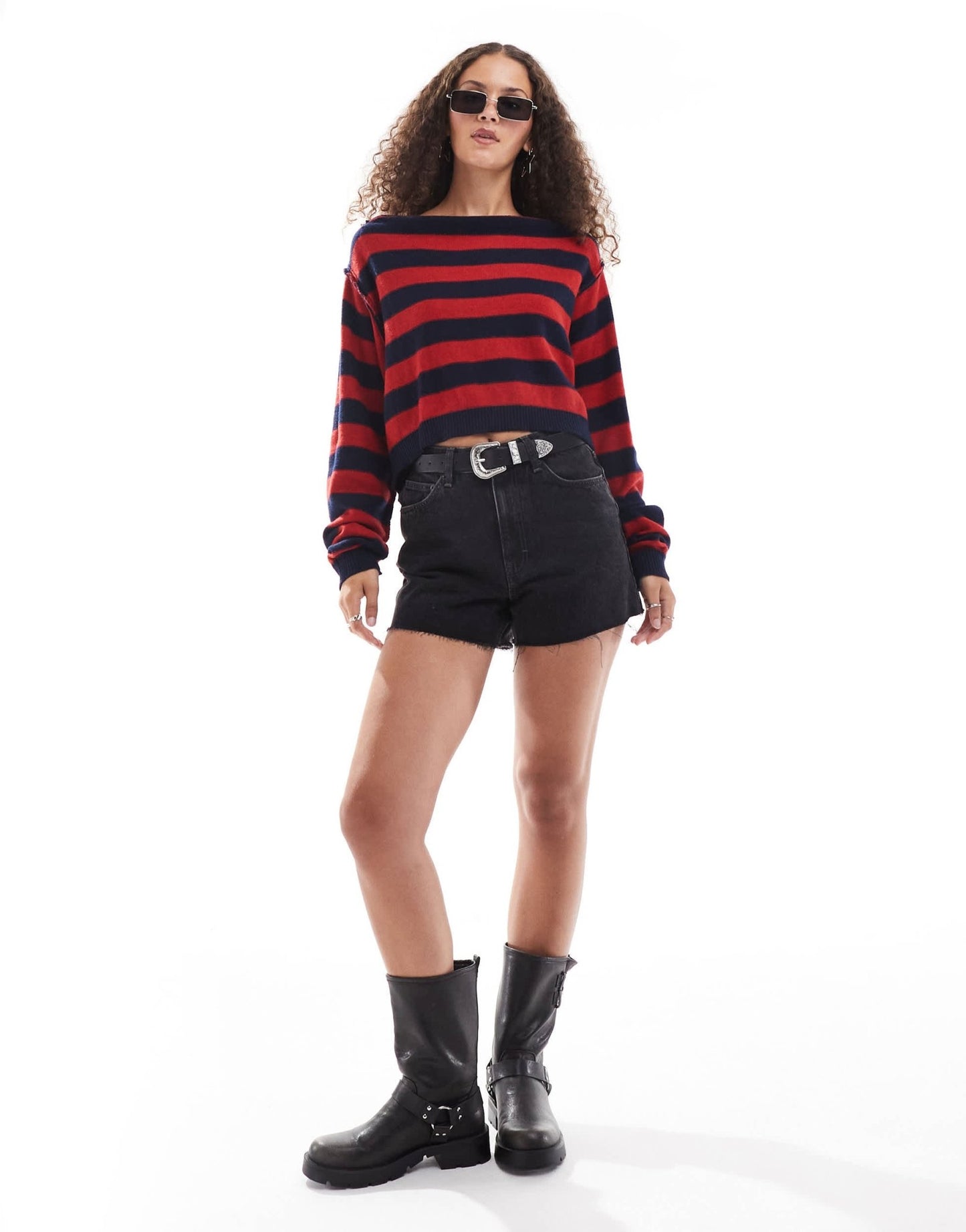 Free People slash neck striped jumper in multi - ASOS Sample Sale EU Store