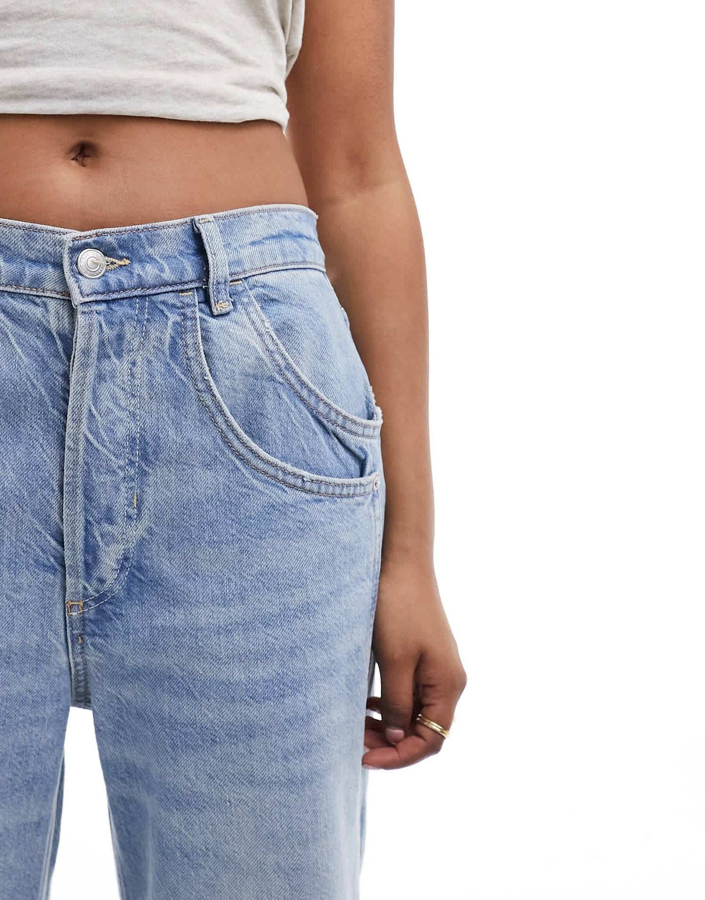 Free People slouchy low rise jeans in washed blue - ASOS Sample Sale EU Store