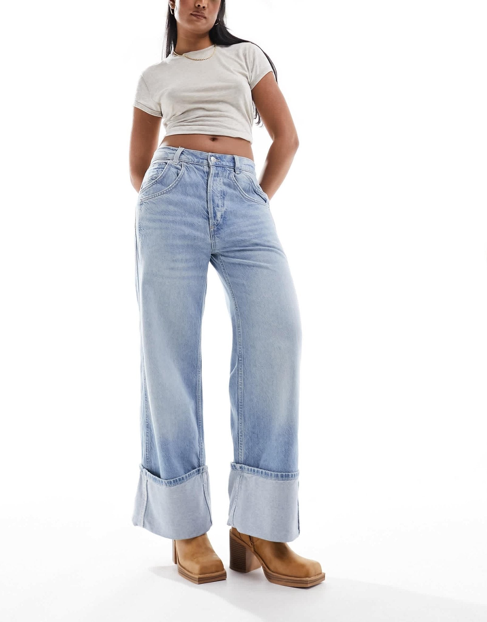 Free People slouchy low rise jeans in washed blue - ASOS Sample Sale EU Store