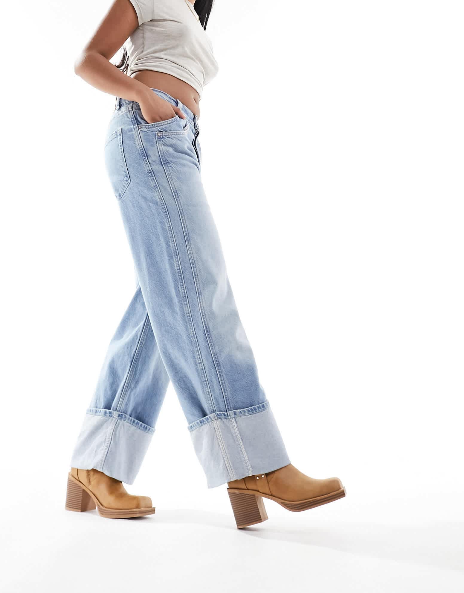 Free People slouchy low rise jeans in washed blue - ASOS Sample Sale EU Store