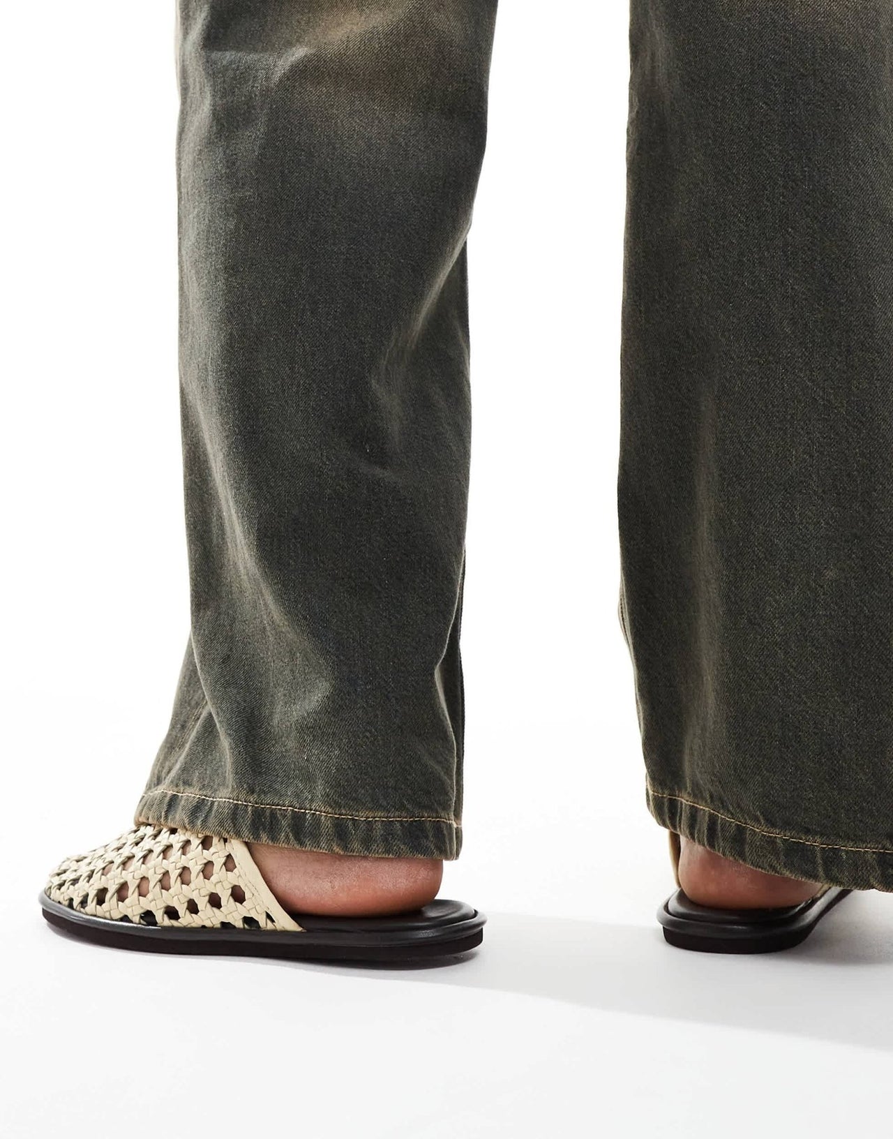 Free People woven leather slip on mules in buttermilk - ASOS Sample Sale EU Store