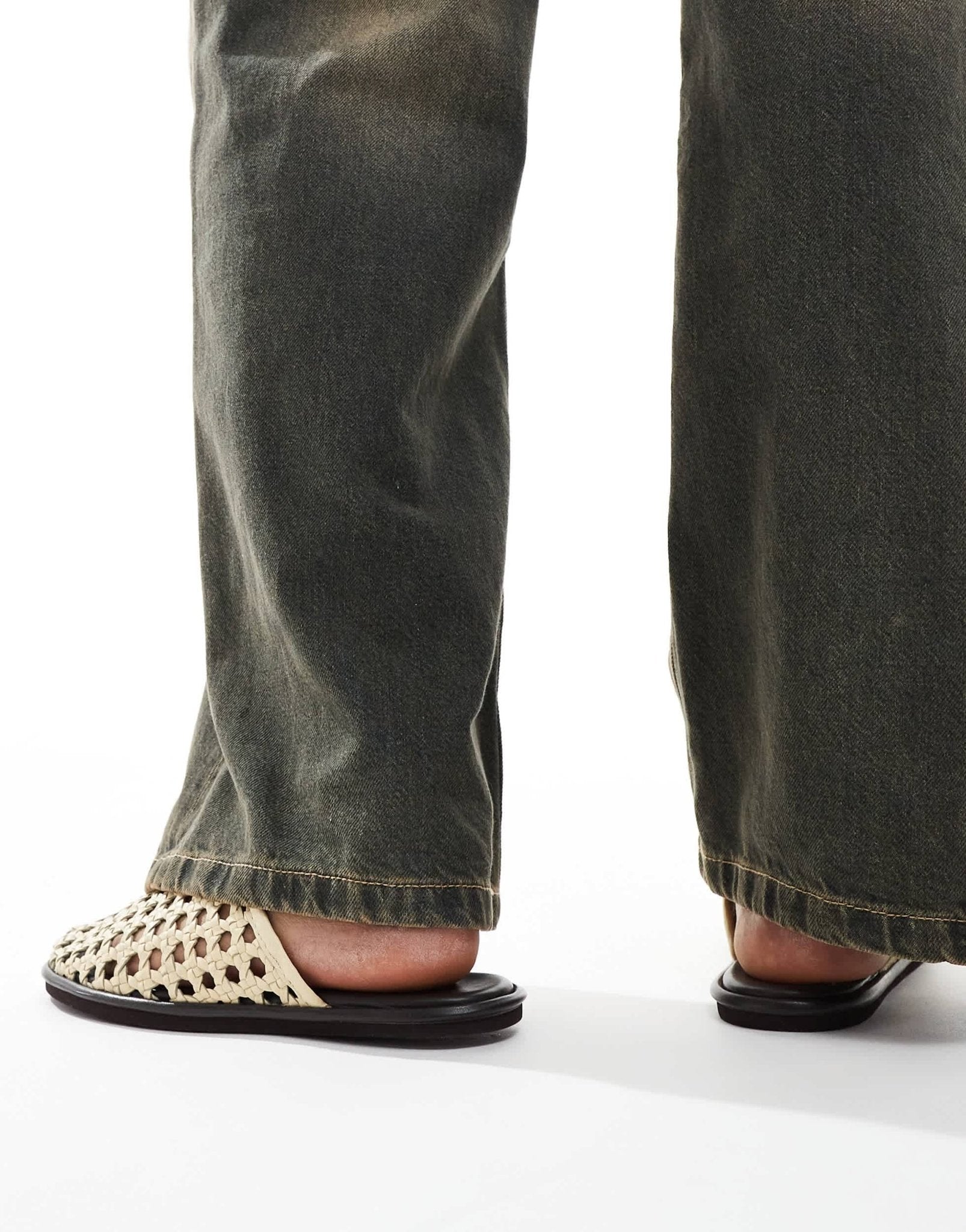 Free People woven leather slip on mules in buttermilk - ASOS Sample Sale EU Store