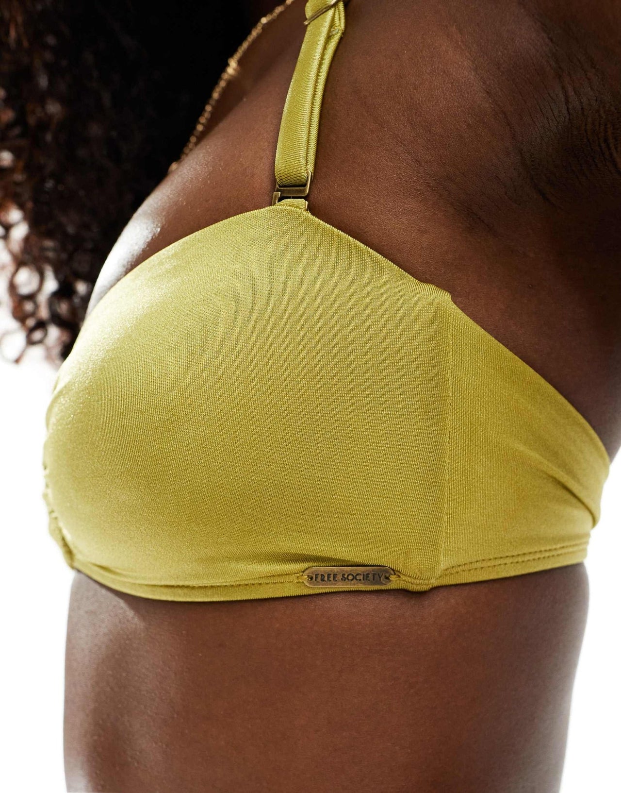 Free Society u front bandeau bikini top in pesto - ASOS Sample Sale EU Store