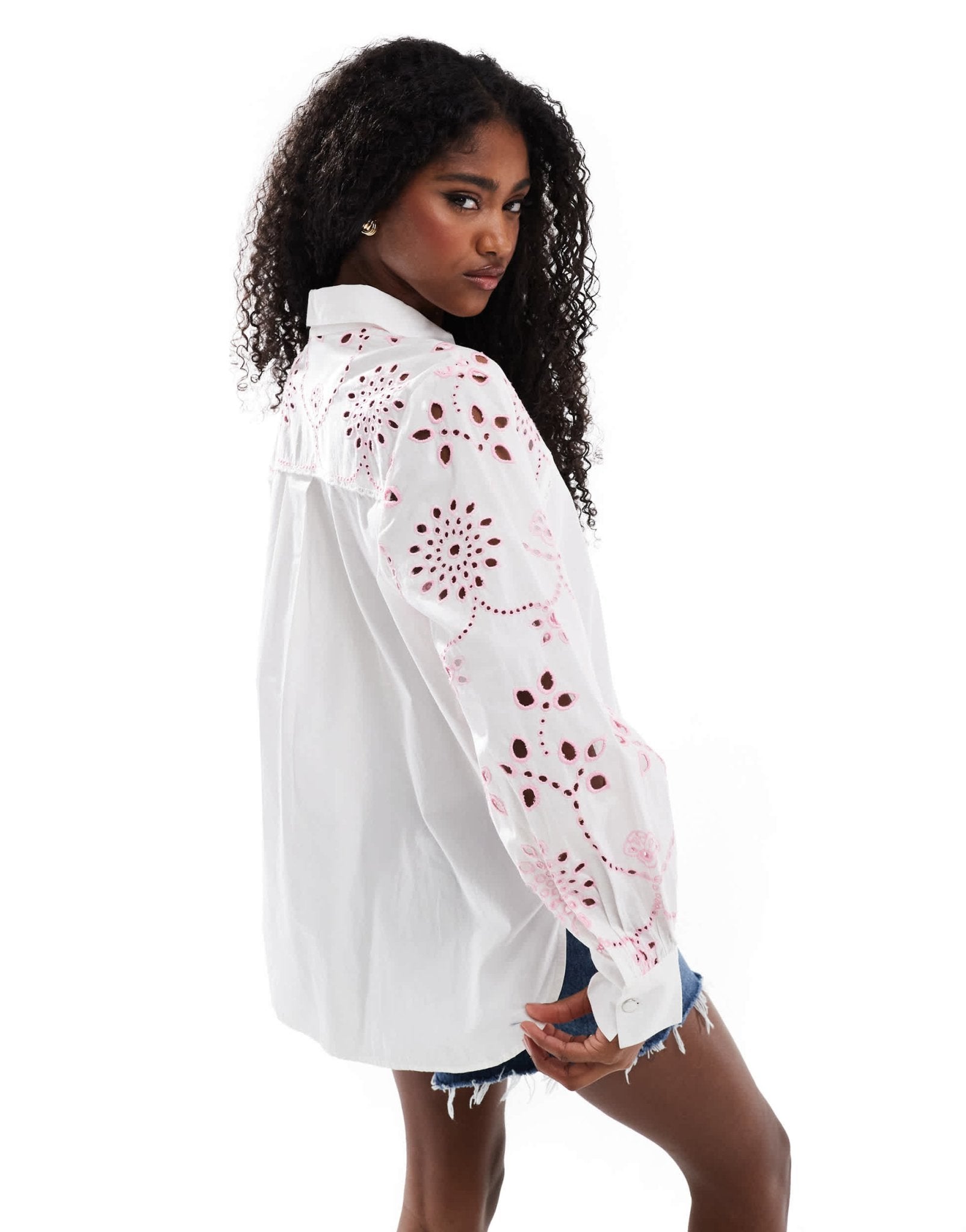 French Connection Cambria cotton embroidered shirt in white - ASOS Sample Sale EU Store