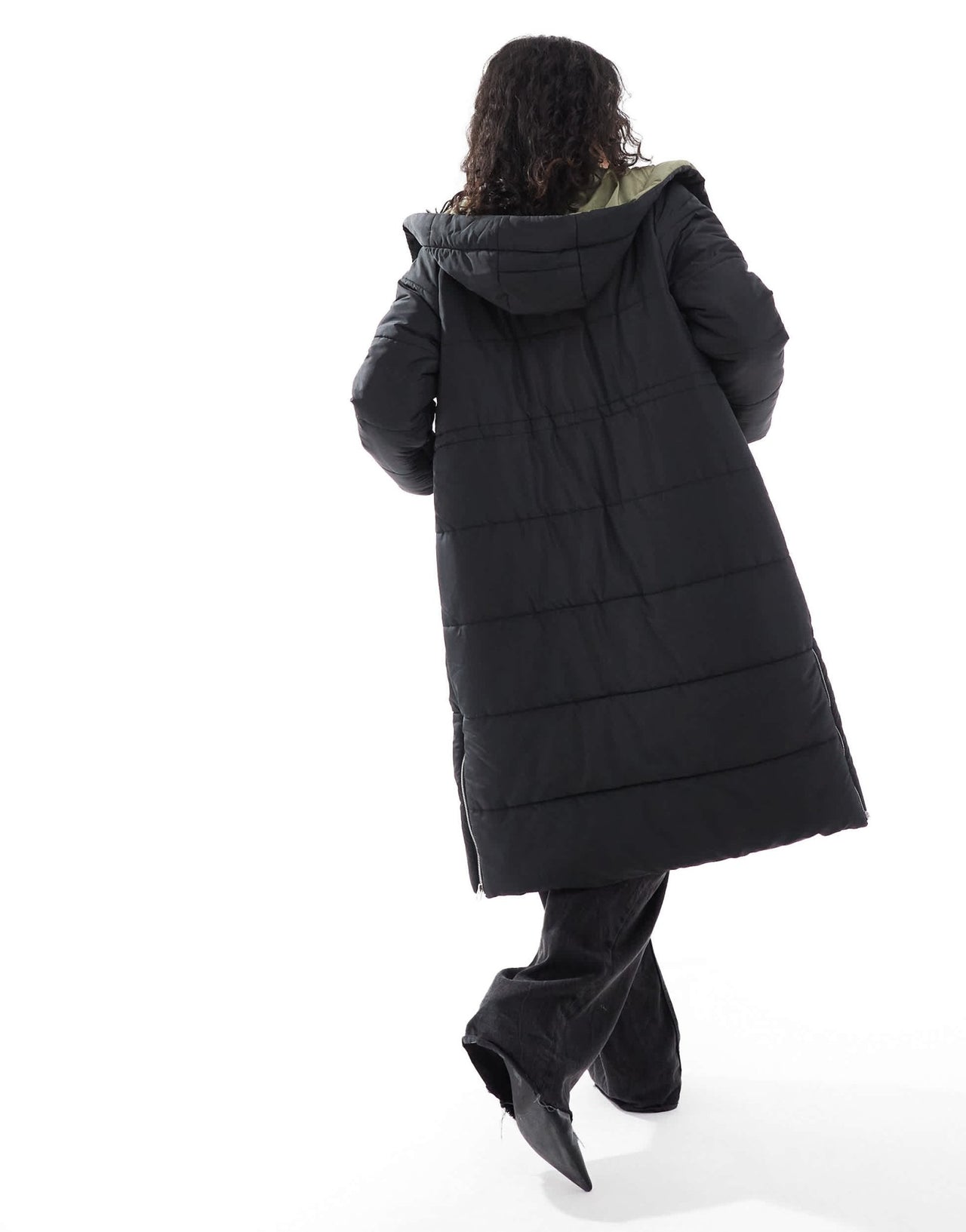 French Connection double front puffer jacket in black and olive - ASOS Sample Sale EU Store