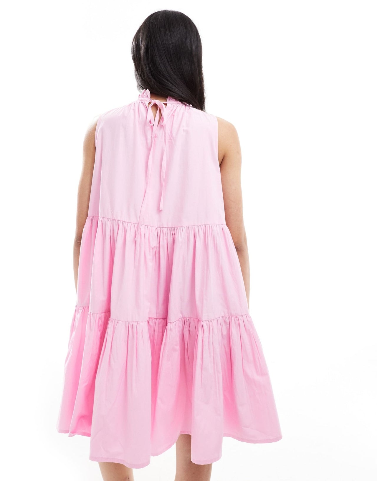 French Connection high neck tiered poplin mini dress in pink - ASOS Sample Sale EU Store