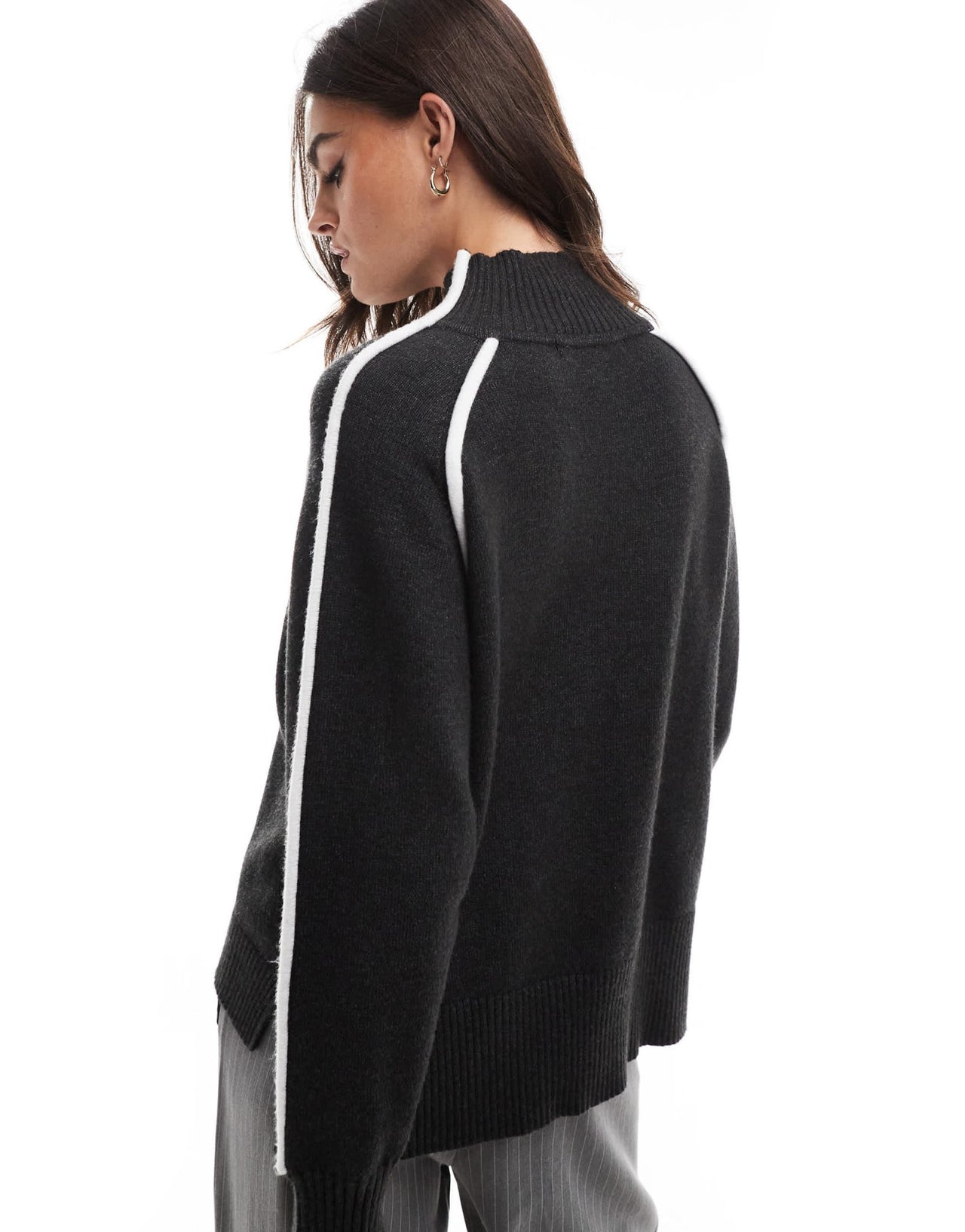 French Connection knitted jumper with contrast in grey and white - ASOS Sample Sale EU Store