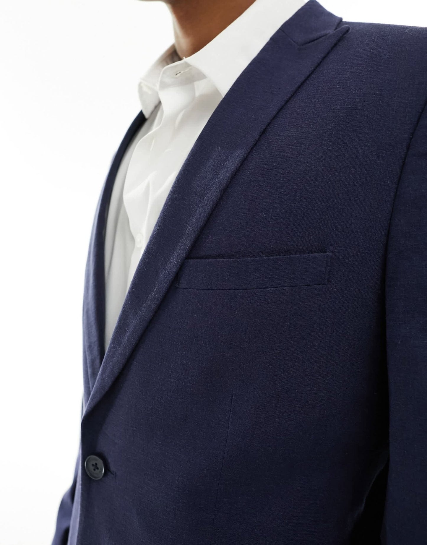 French Connection linen formal suit jacket in blue - ASOS Sample Sale EU Store