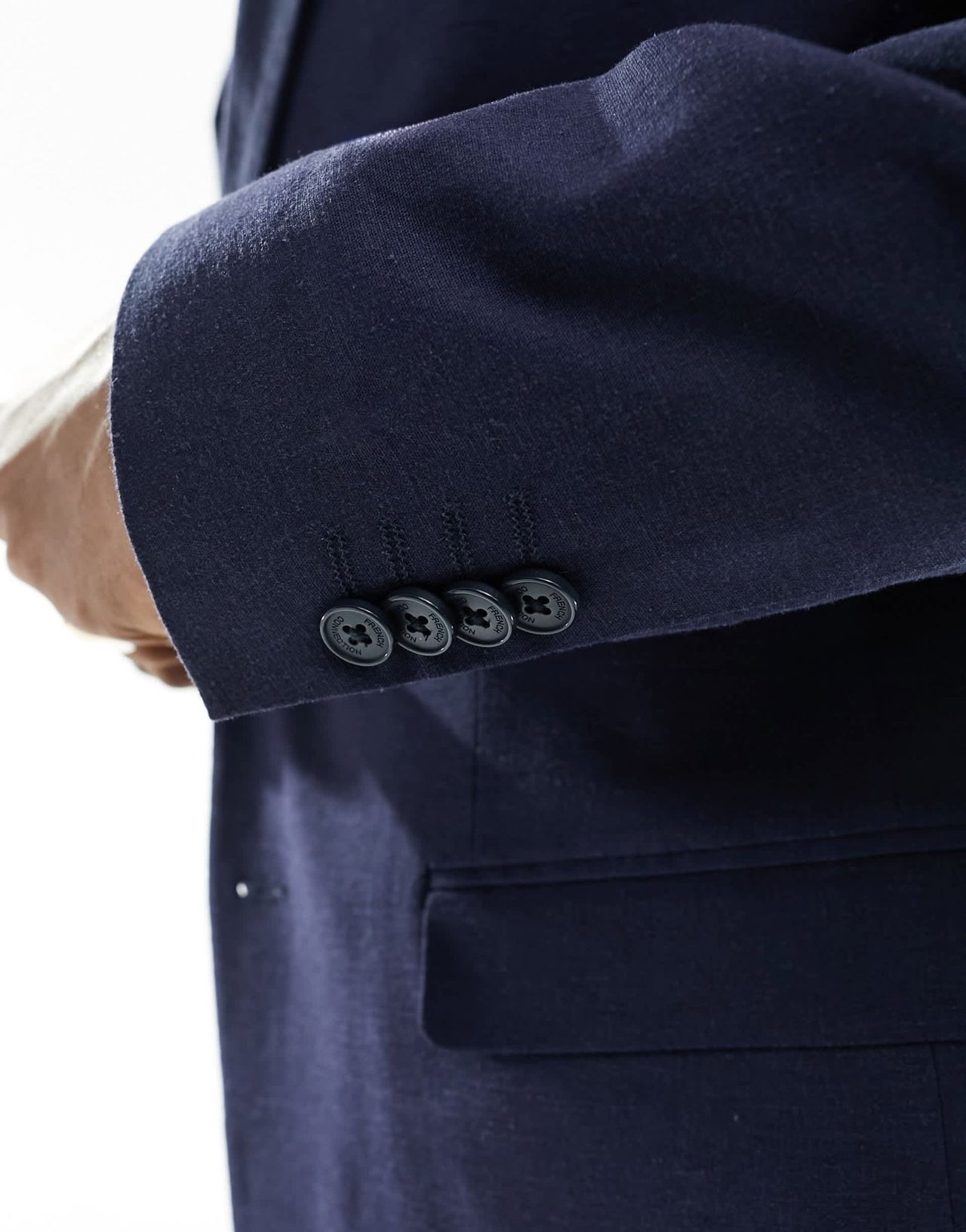 French Connection linen formal suit jacket in blue - ASOS Sample Sale EU Store