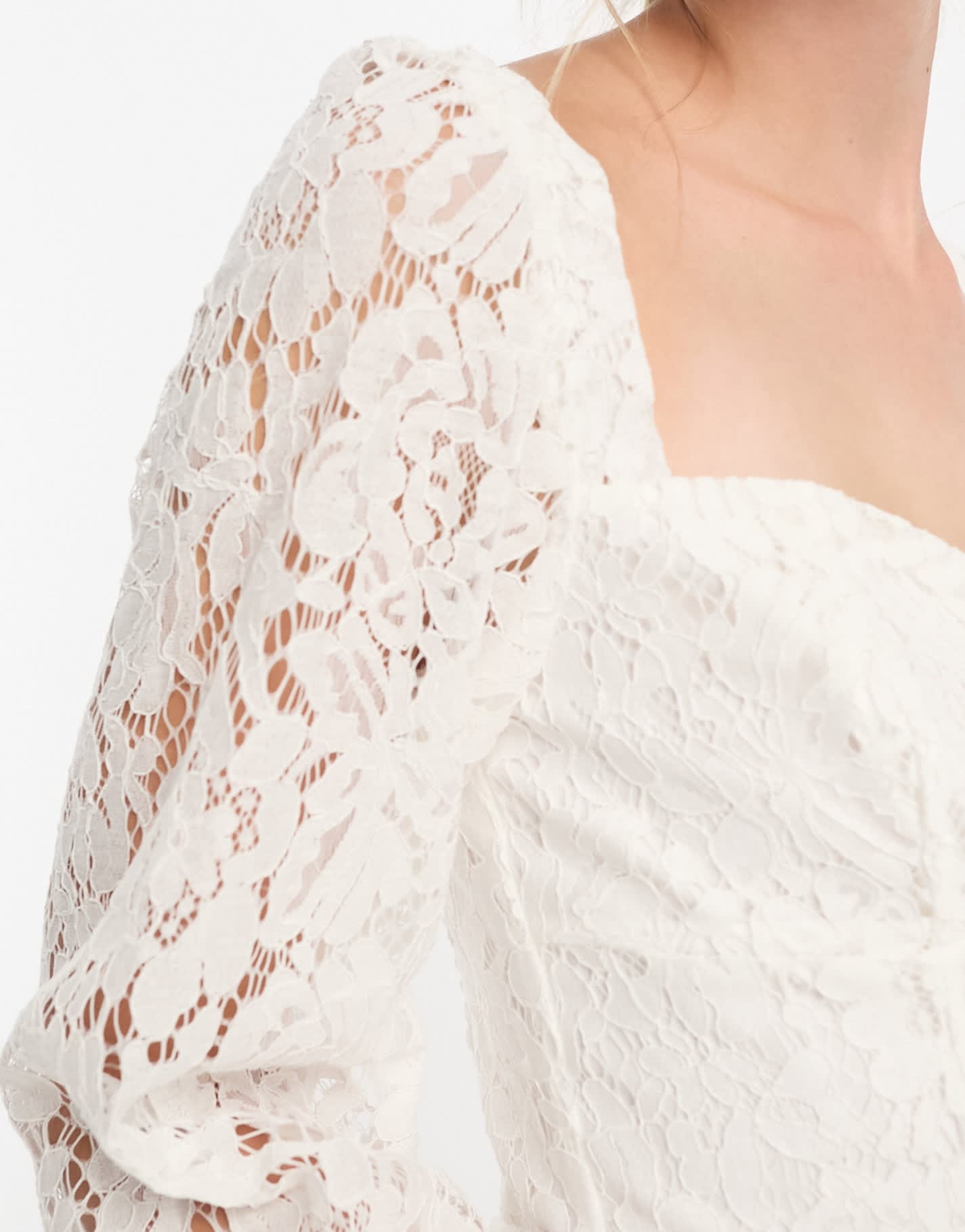 French Connection long sleeve mini dress in white lace - ASOS Sample Sale EU Store